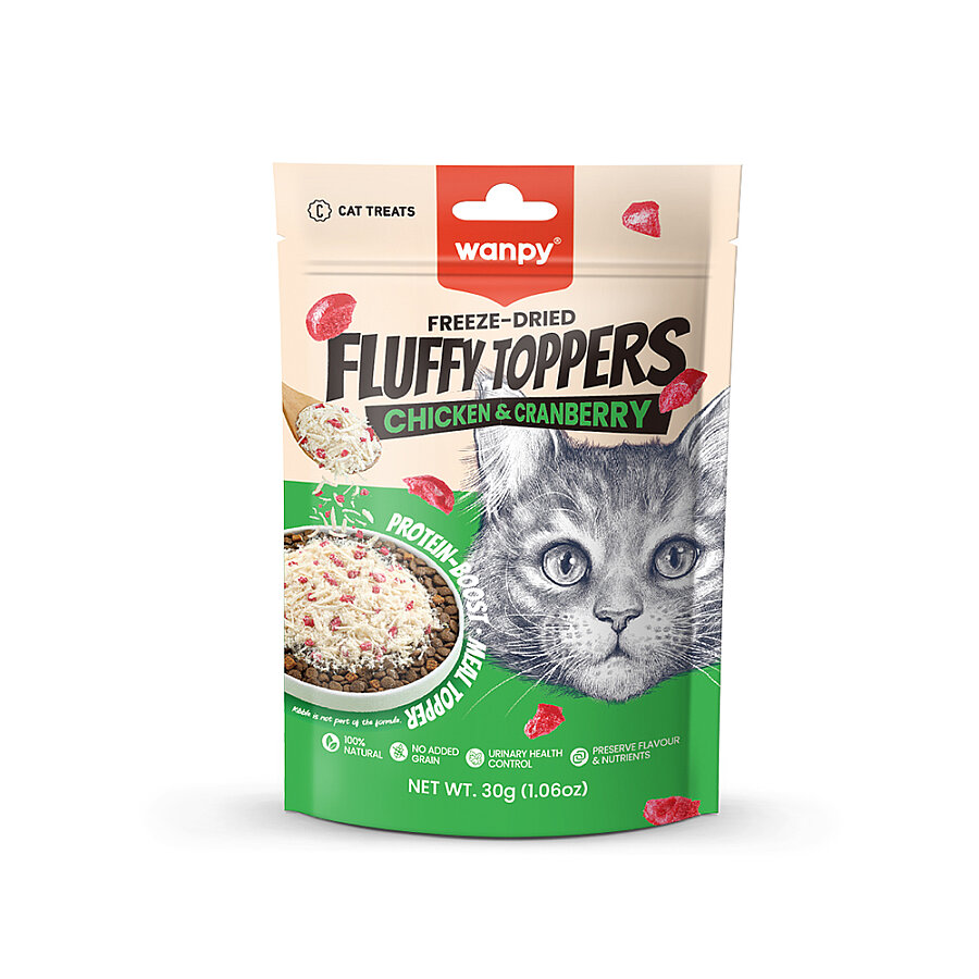 Wanpy Dondurularak Kurutulmuş Fluffy Toppers - Tavuk & Kızılcık - 30g