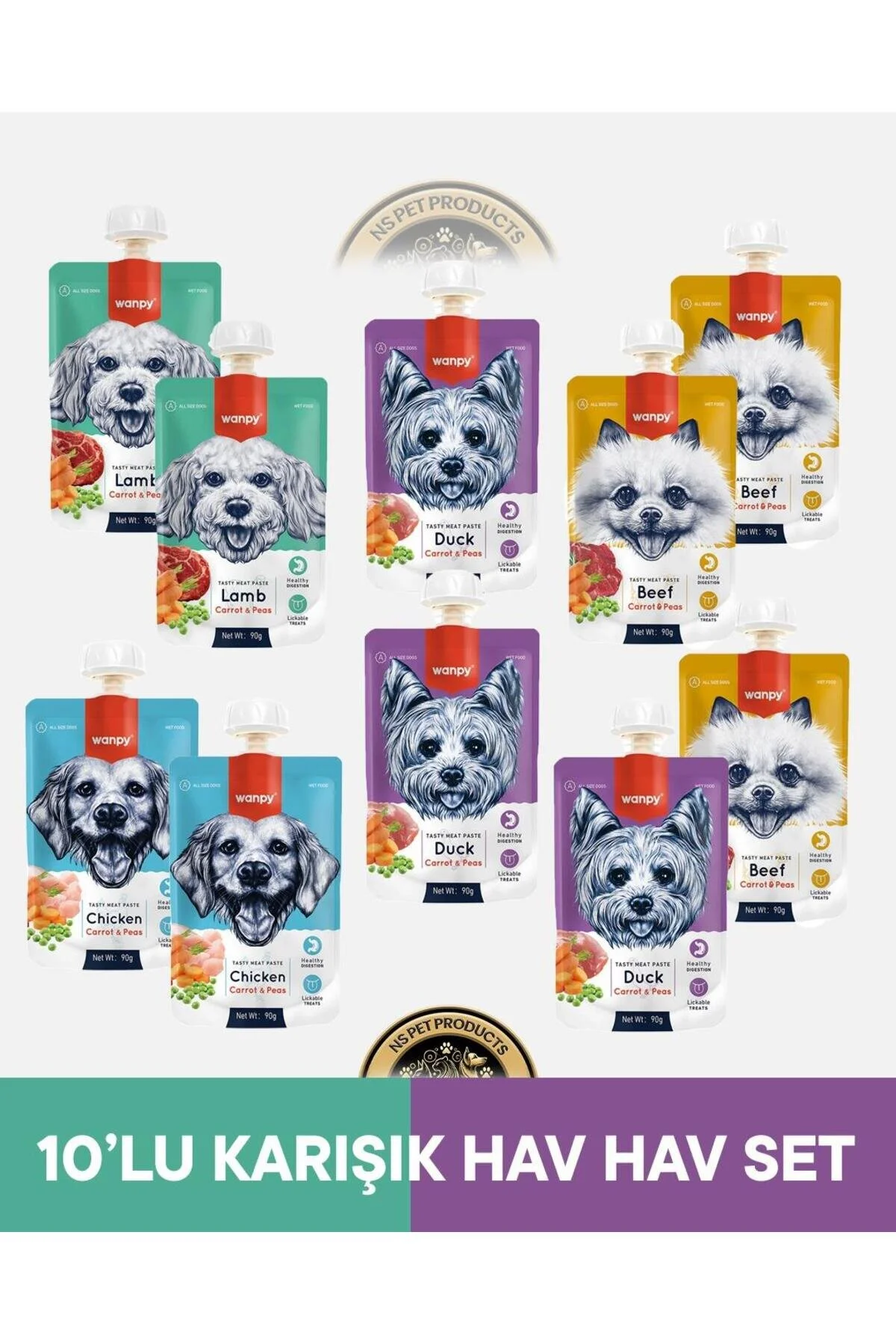 Wanpy Köpek Et Ezme Karışık 10 lu