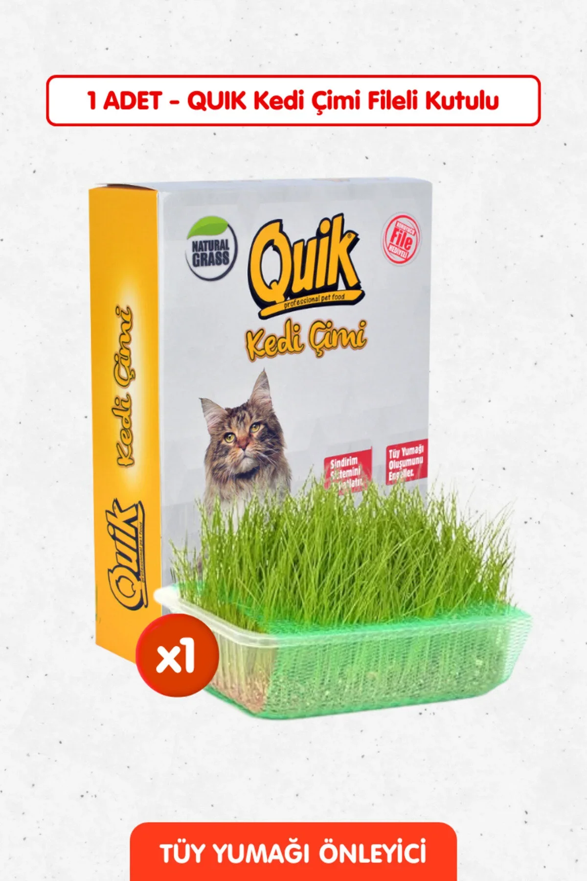 Quik Doğal Kedi Çimi (Fileli)