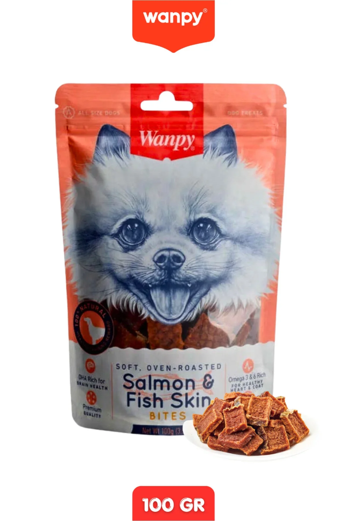 Wanpy Salmon Fish Skin Bites Köpek Ödülü 100 Gr