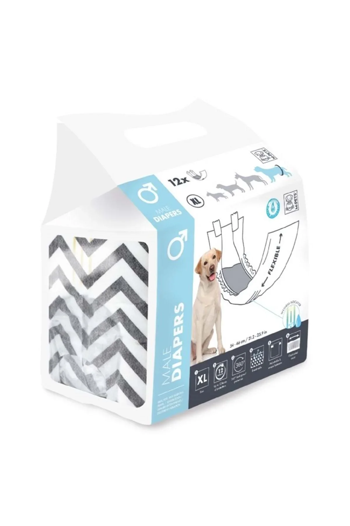 M-Pets Diapers Erkek Köpekler İçin Külot XL Boy 12 li