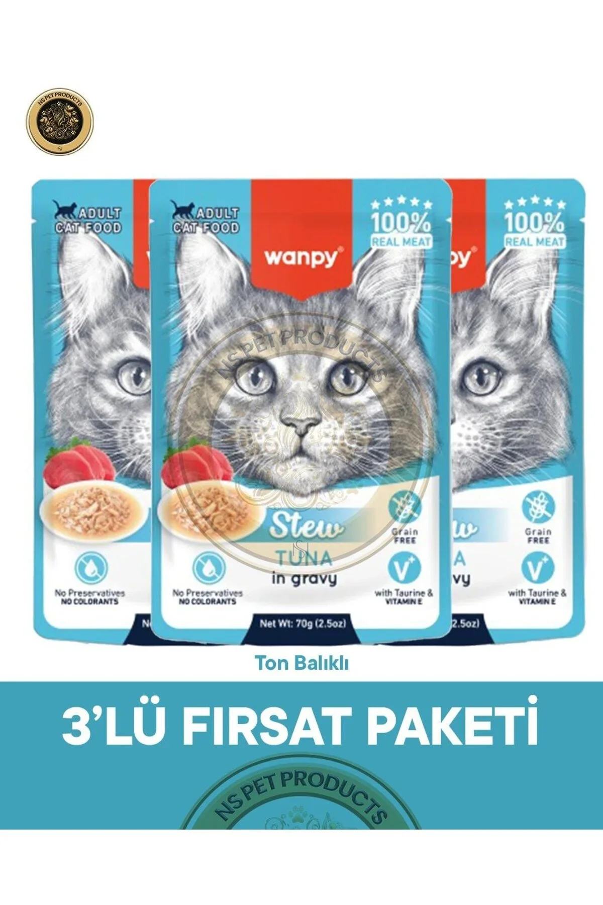 Wanpy Kedi Pouch Ton Balıklı 70 Gr X 3