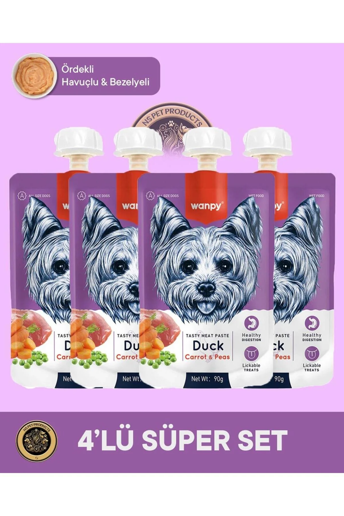 Wanpy Köpek Et Ezme Ördek Havuç X 4