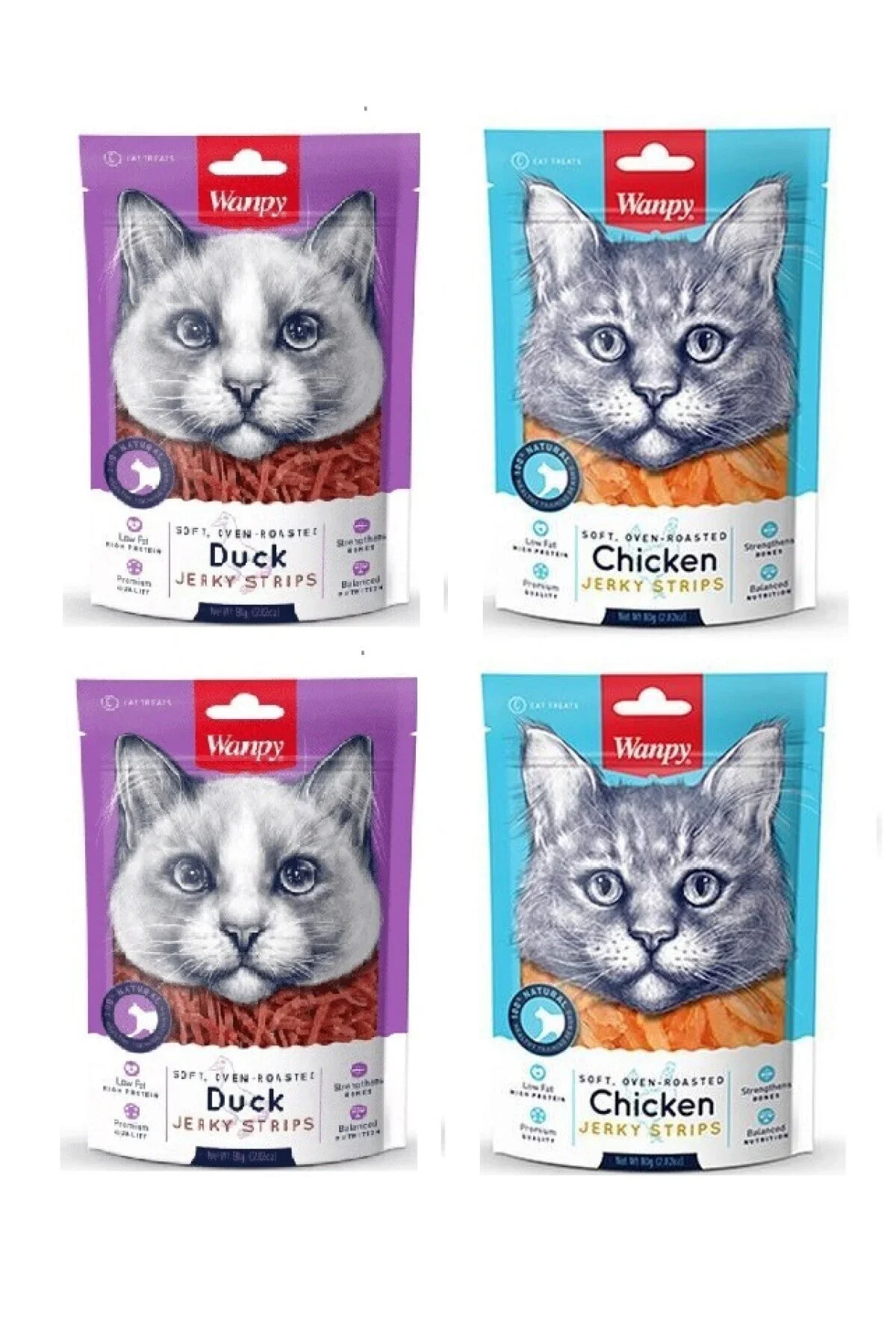 Wanpy Kedi Ödül Ördek + Tavuk Fileto Karma 4 Lü Paket