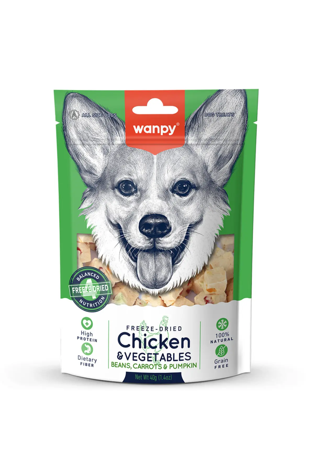 Wanpy Chicken Vegetables Köpek Ödül 40 Gr