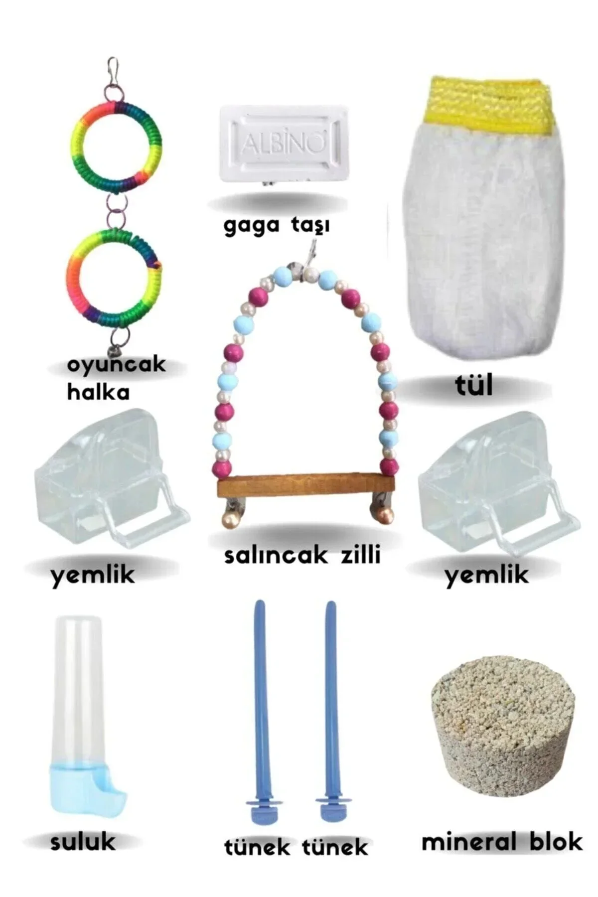 Premium Kuş Kafes İçi Seti 10 Parça
