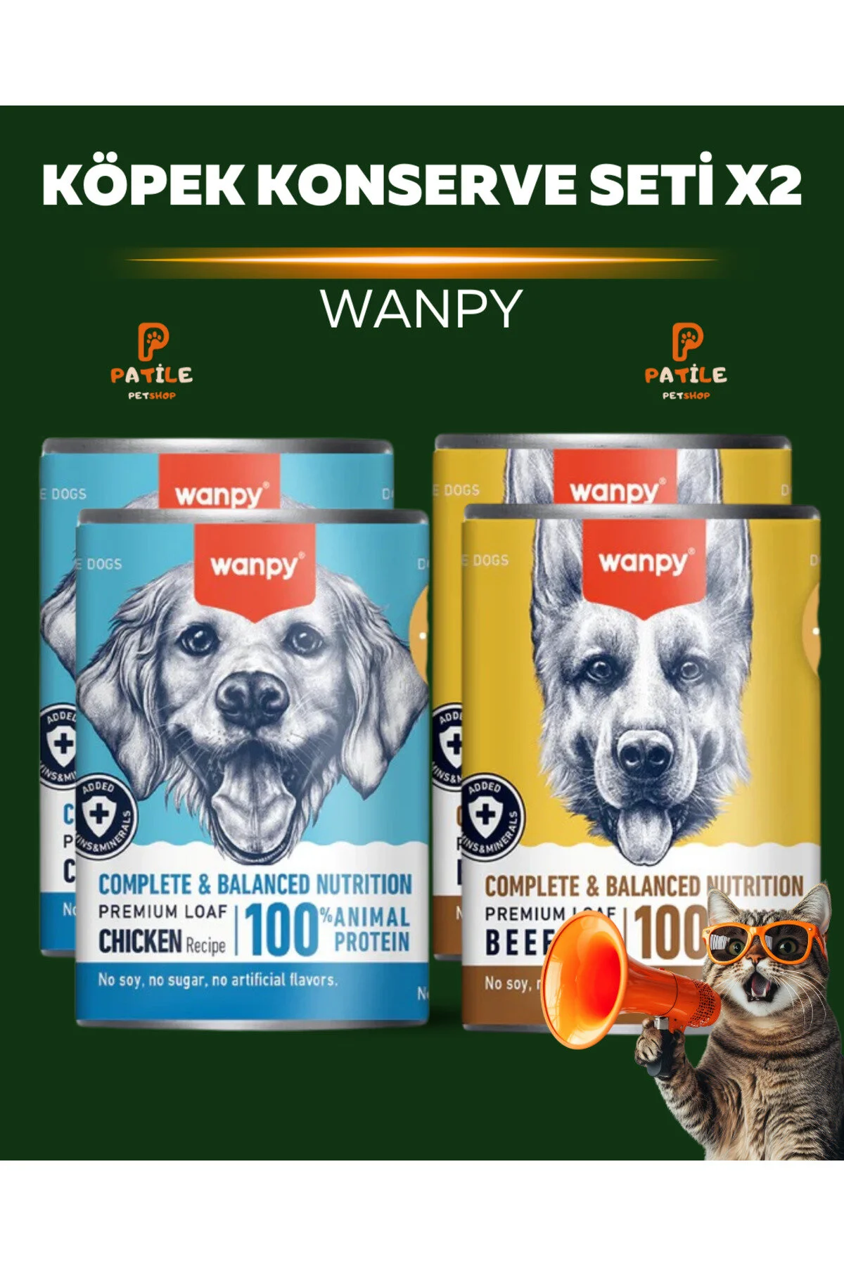Wanpy Köpek Konserve Tavuk & Sığır 4 Adet