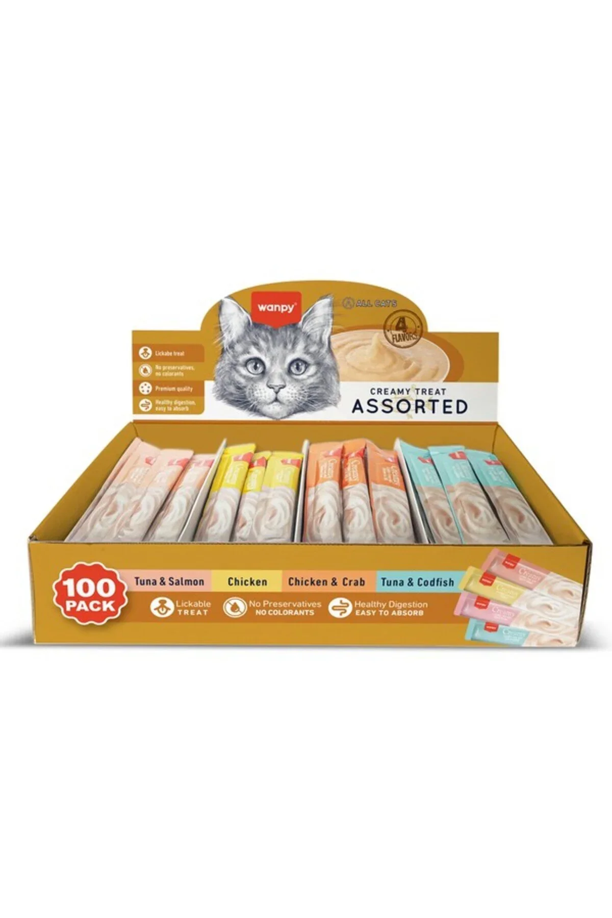 Wanpy Karışık 4 Lezzet Kedi Krema 100 lü