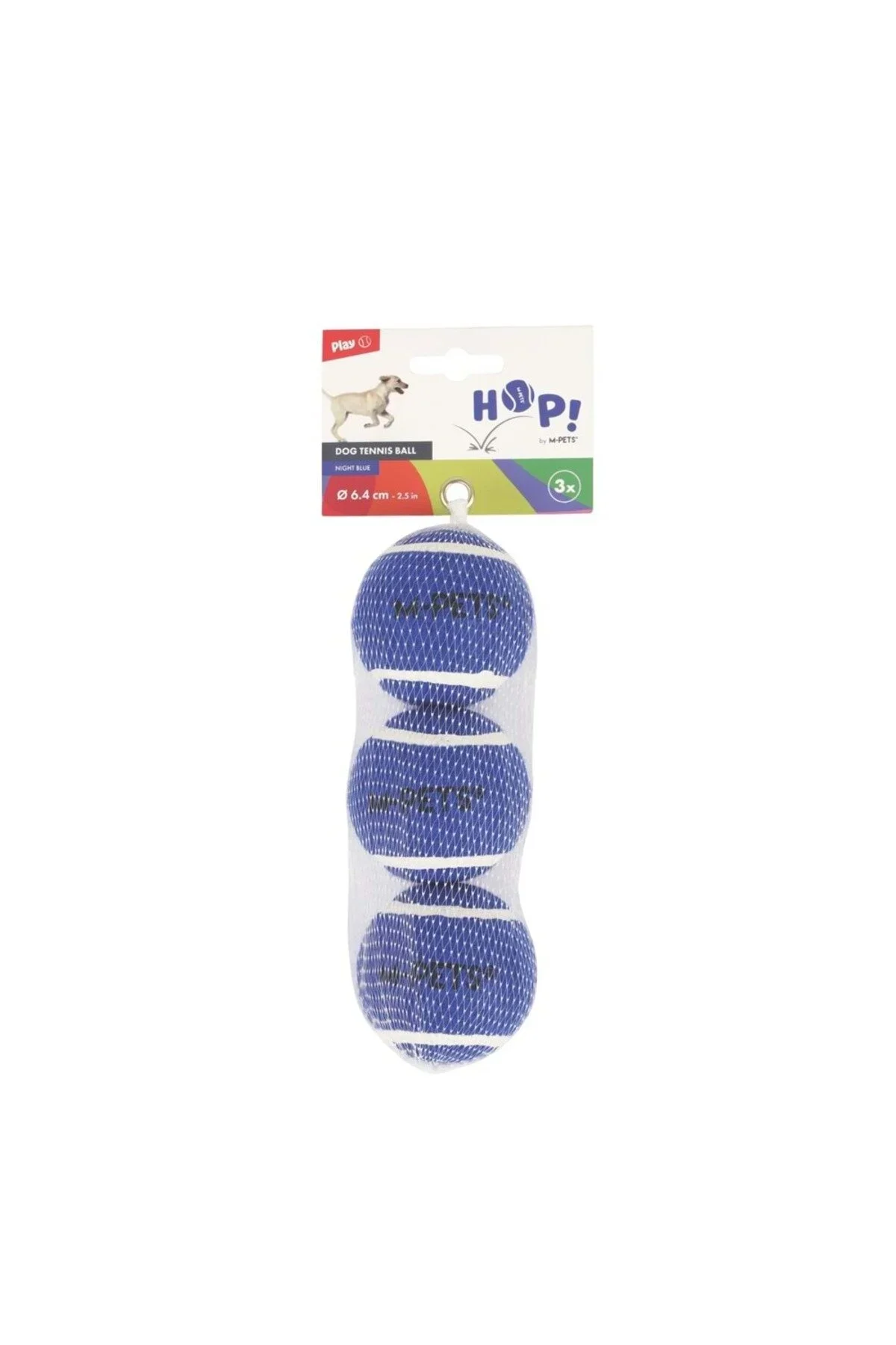M-Pets HOP TENNİS TOPU BLUE 6,4CM 3LÜ SET