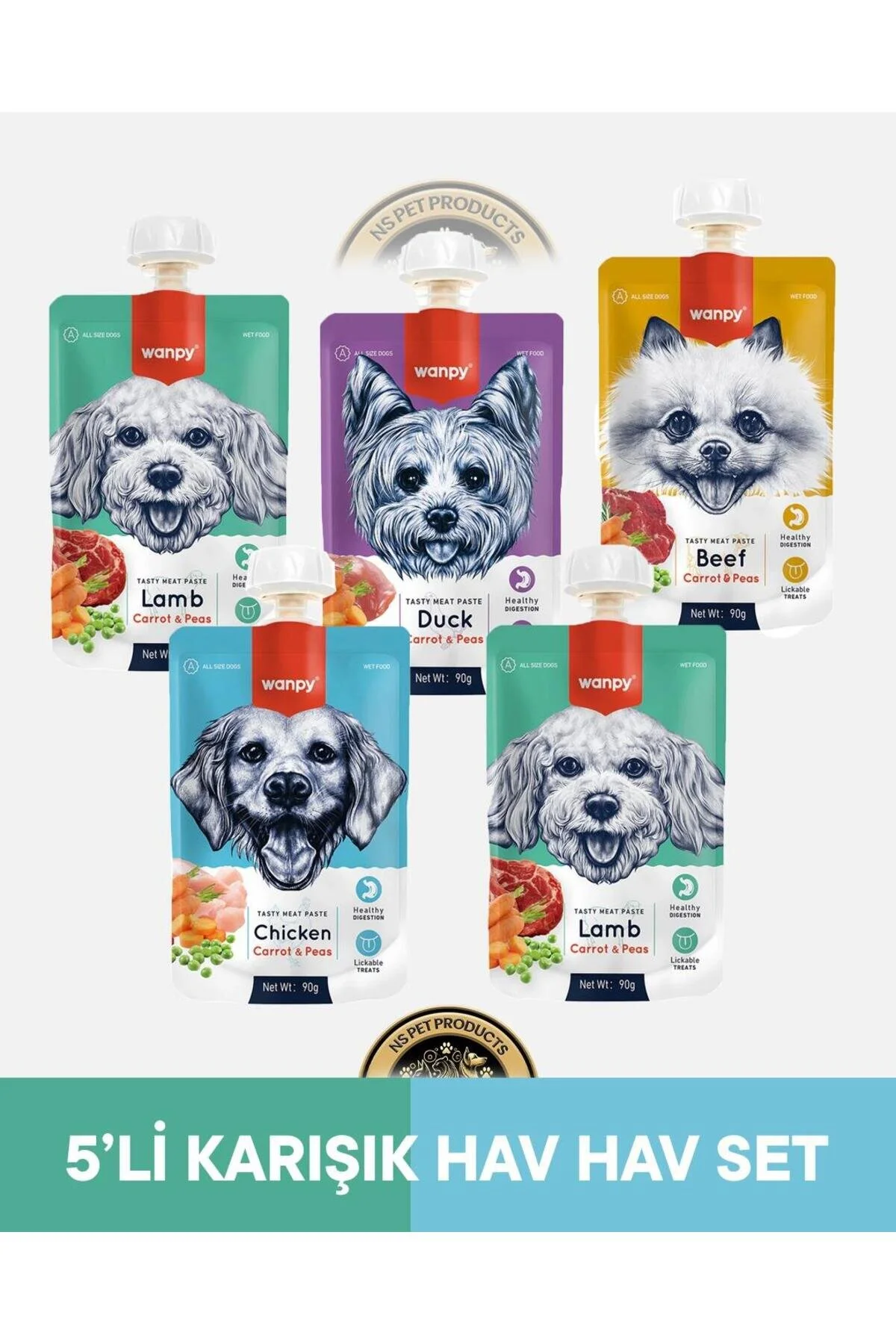 Wanpy Köpek Et Ezmesi Karışık 5 li