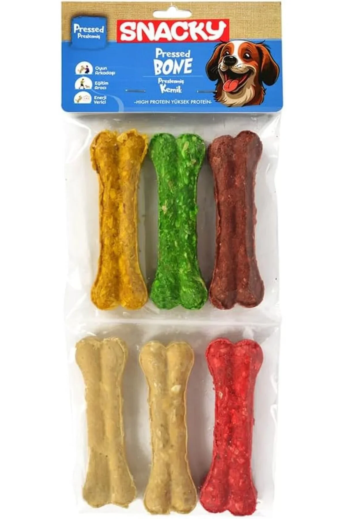 Snacky Munchy Köpek Renkli Kemik 11,5 CM 6 lı