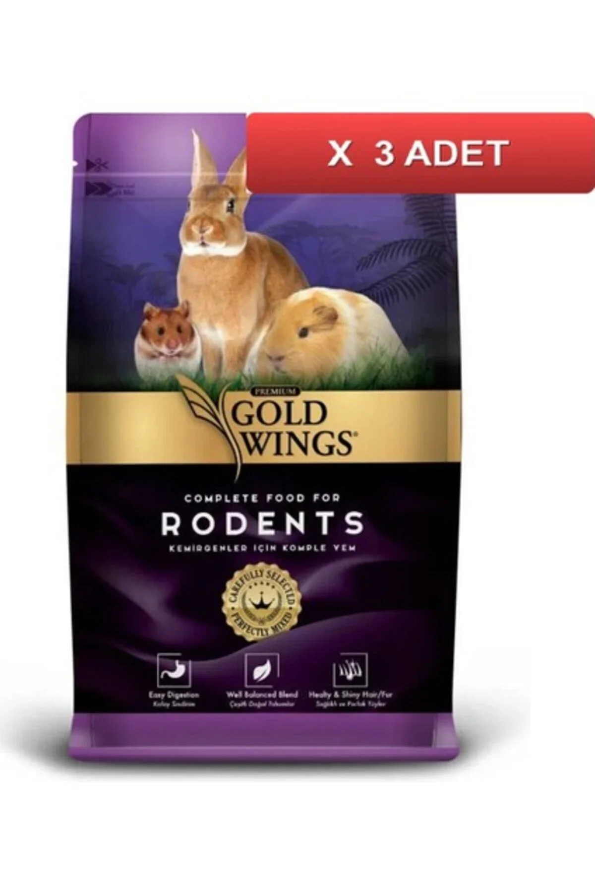 Gold Wings Premium Kemirgen Yemi 1 Kg X 3 Paket