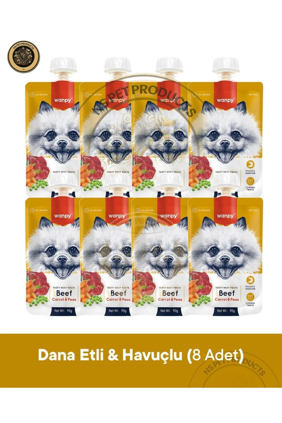 Wanpy Sığır Havuç Köpek Et Ezmesi 90 Gr X 8