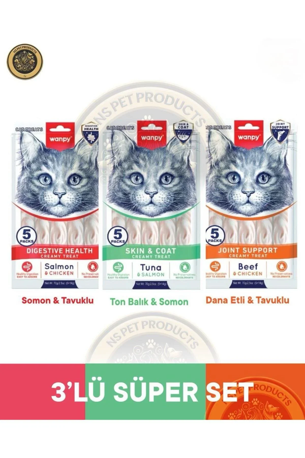 Wanpy Kedi Ödül Krema Healty 3 lü Set