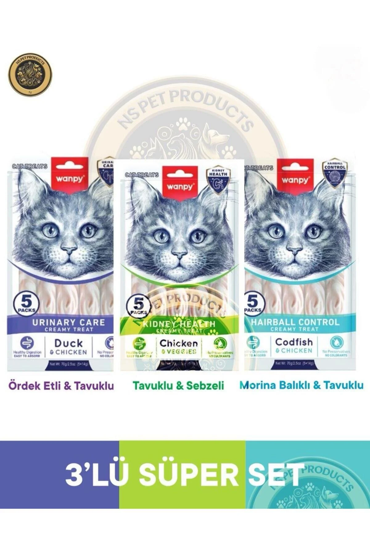 Wanpy Kedi Krema 3 lü Set