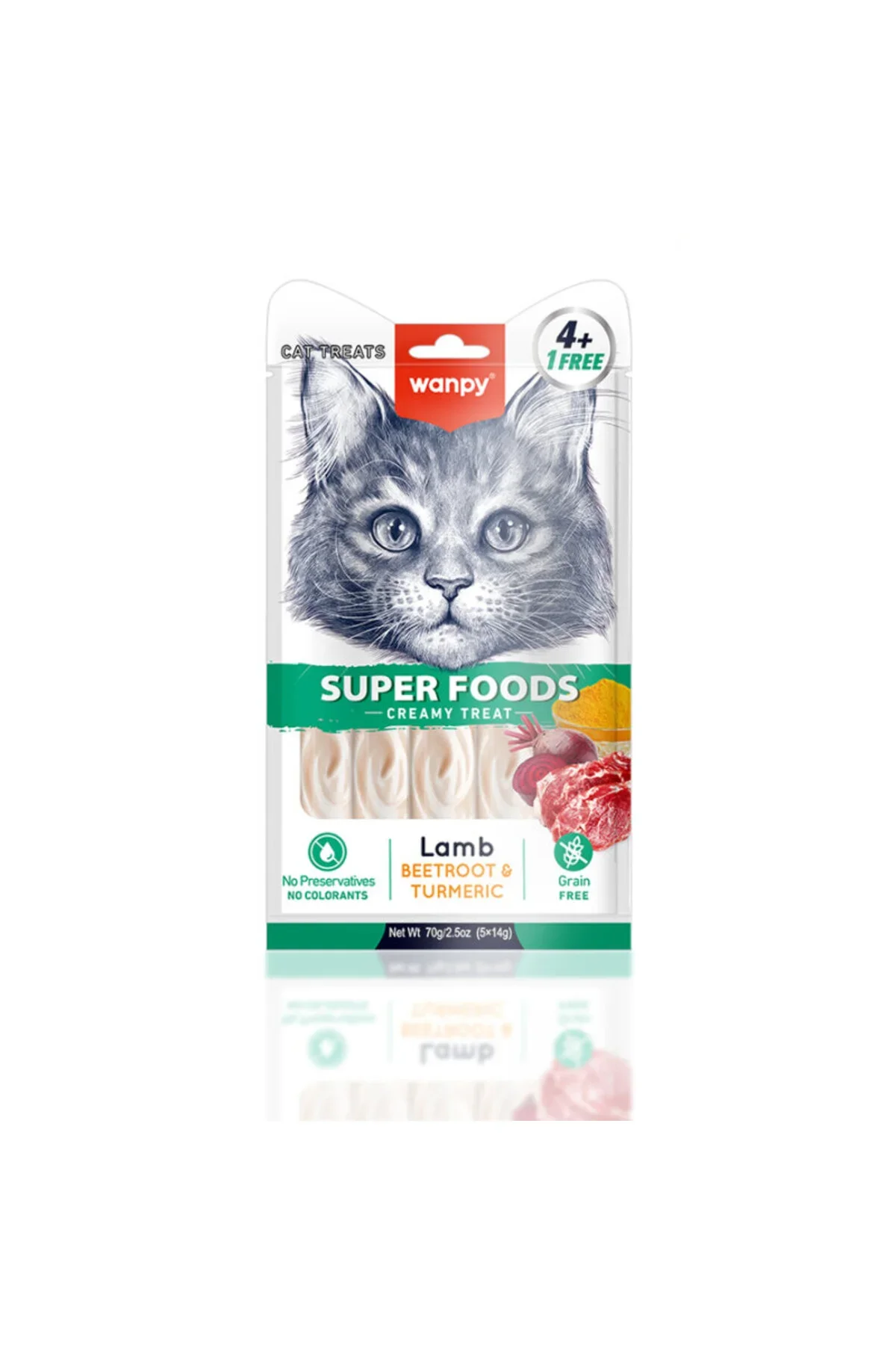 Wanpy Superfood Kuzu Pancar Zerdeçal Kedi Krema Ödül 5 li