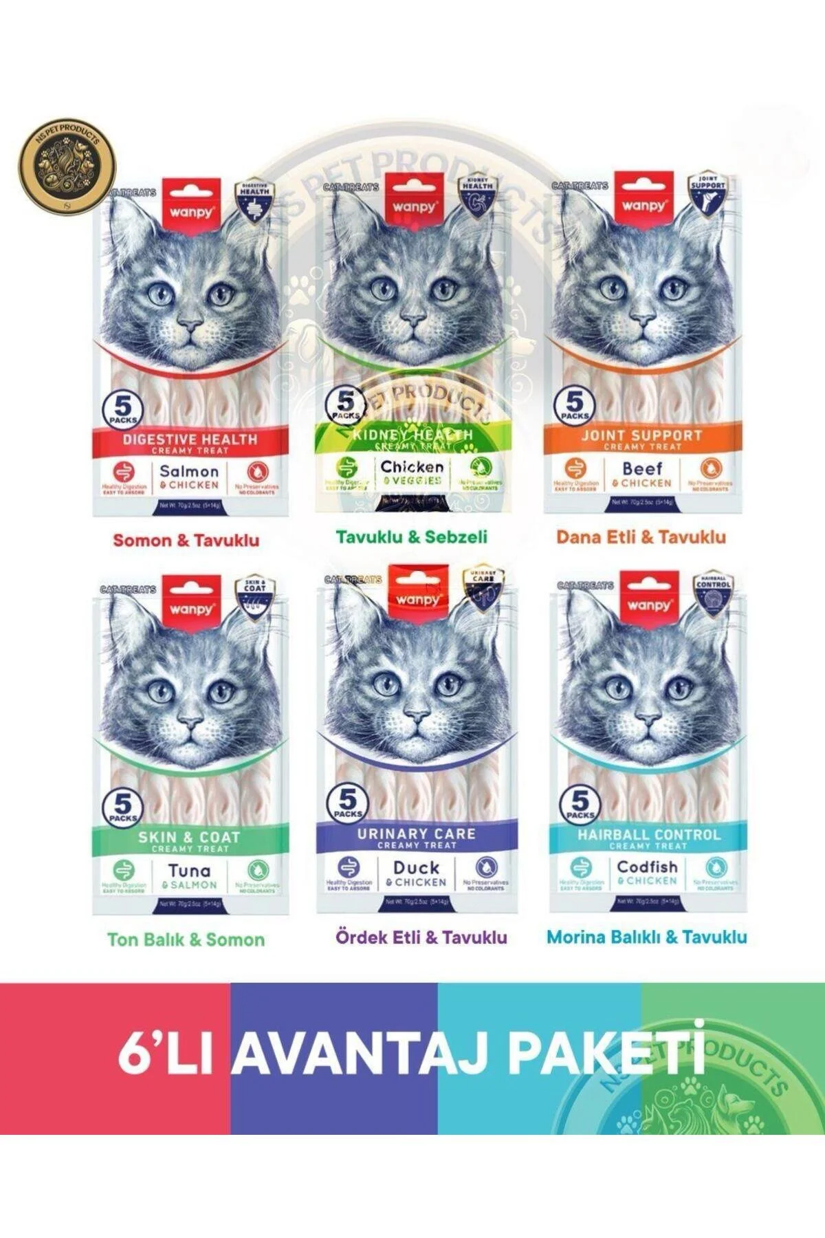 Wanpy Kedi Ödül Krema 6 Çeşit