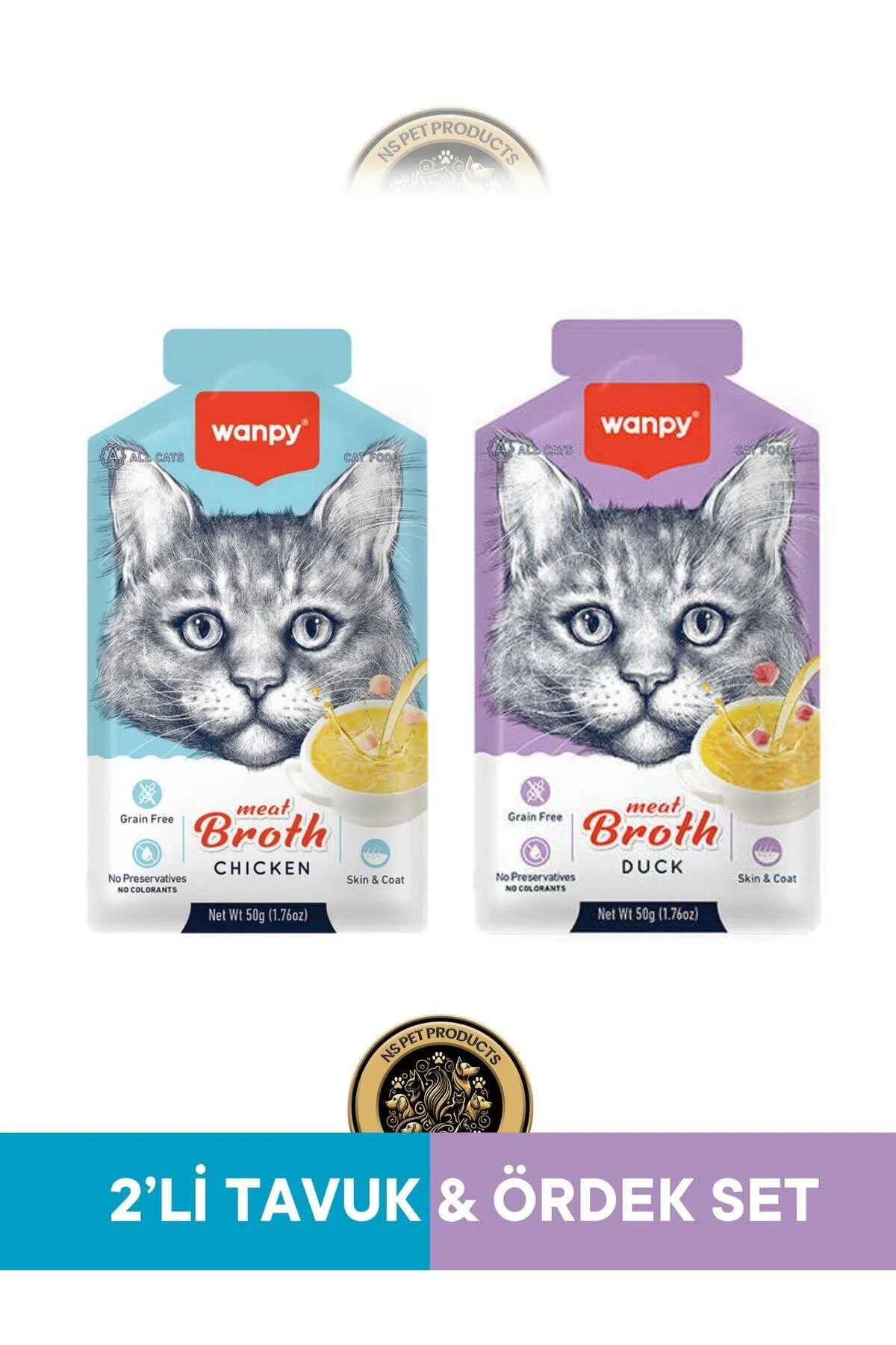 Wanpy Kedi Çorba Tavuk Ördek 2 li