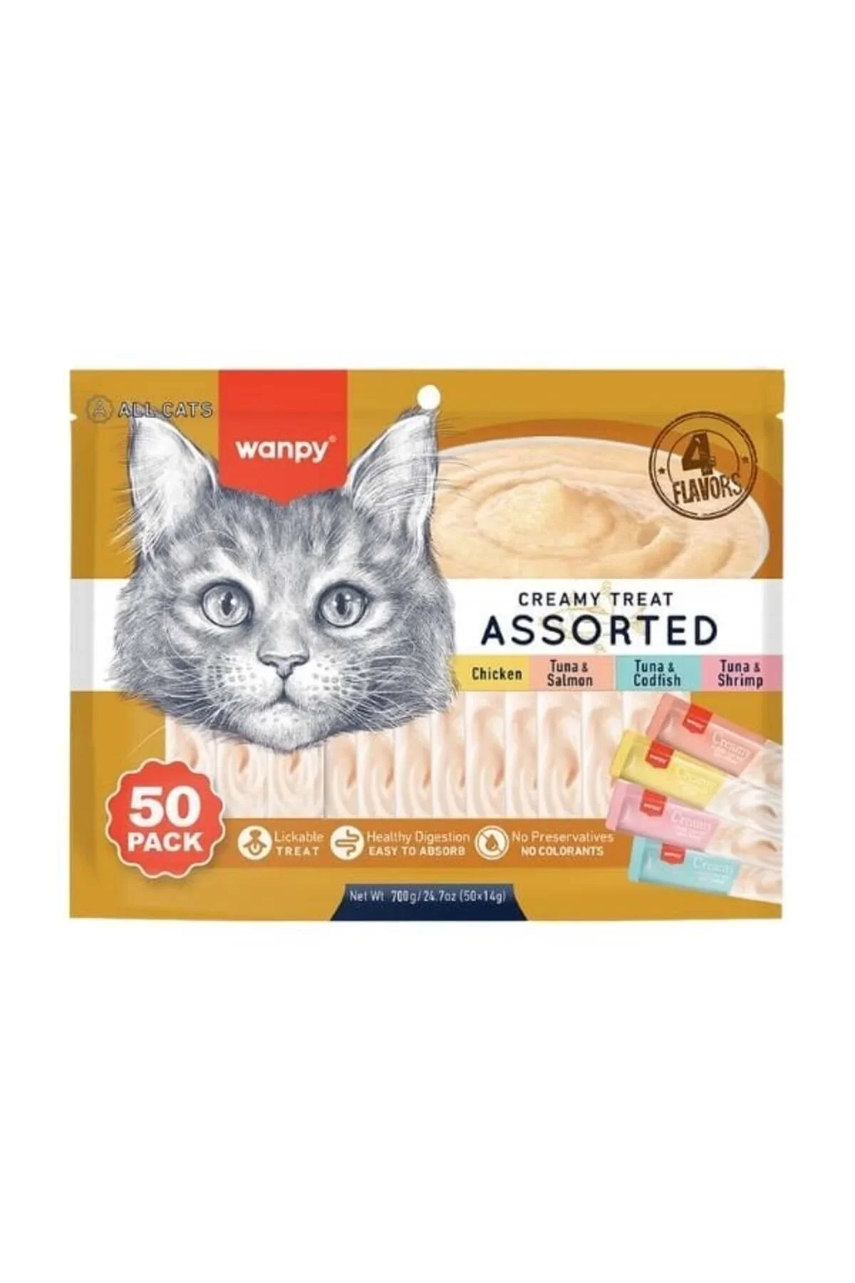 Wanpy 4 Lezzetli Kedi Krema Ödül 50 li