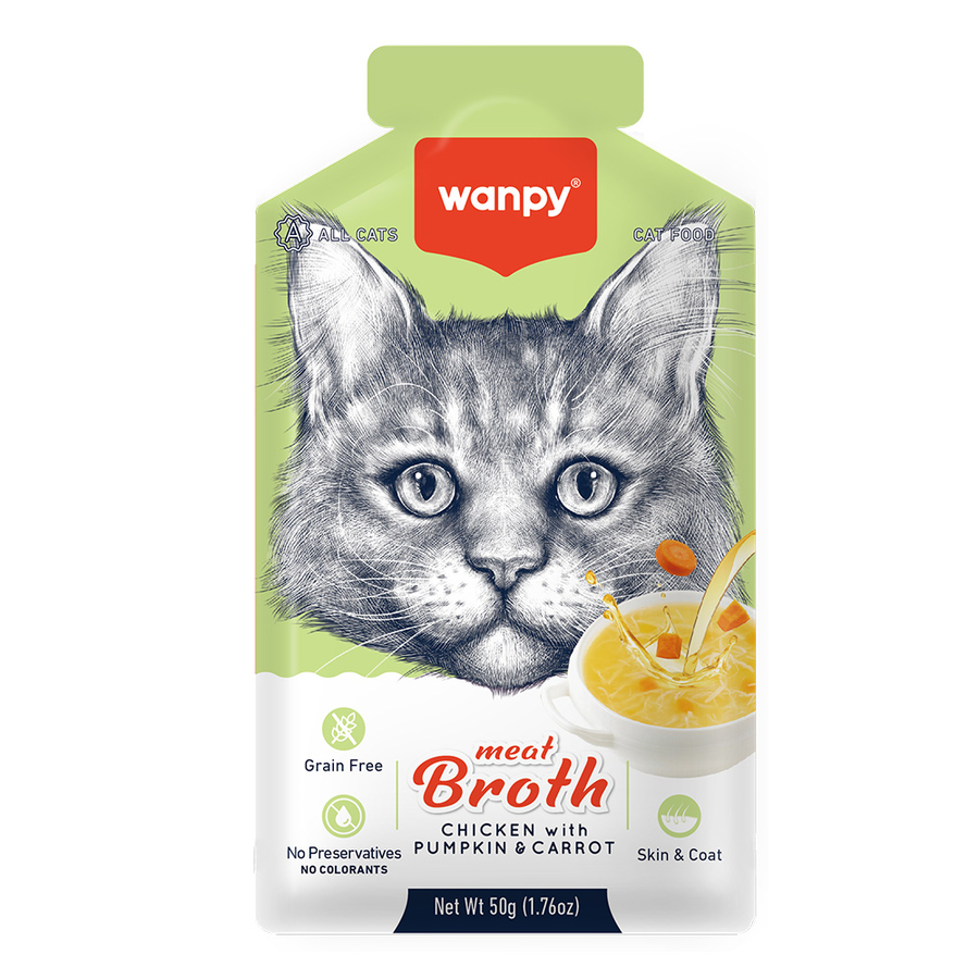 Wanpy Kediler için Bal Kabağı & Havuçlu Tavuk Eti Çorbası