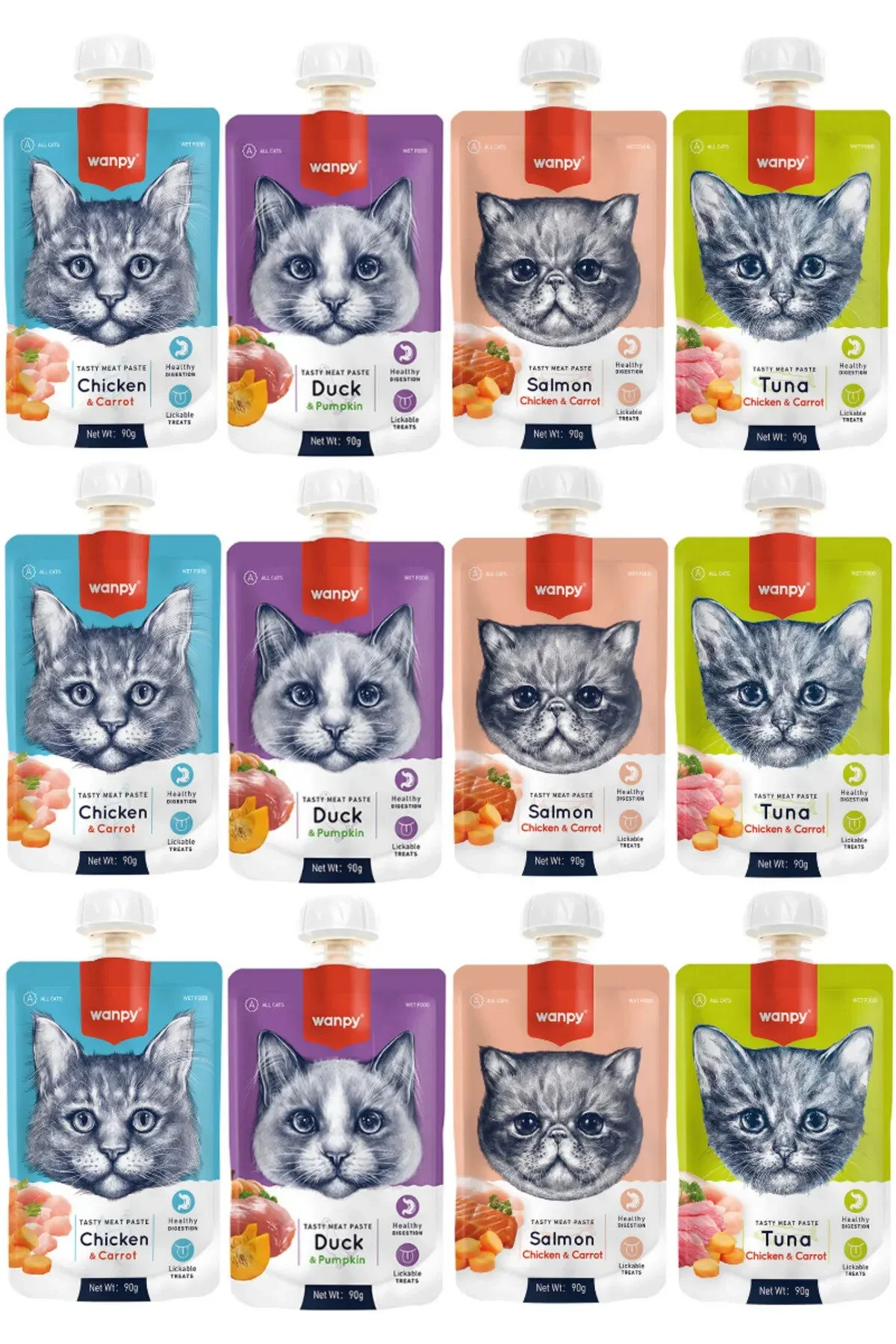 Wanpy Karışık Kedi Et Ezmesi 90 Gr X 12 Paket
