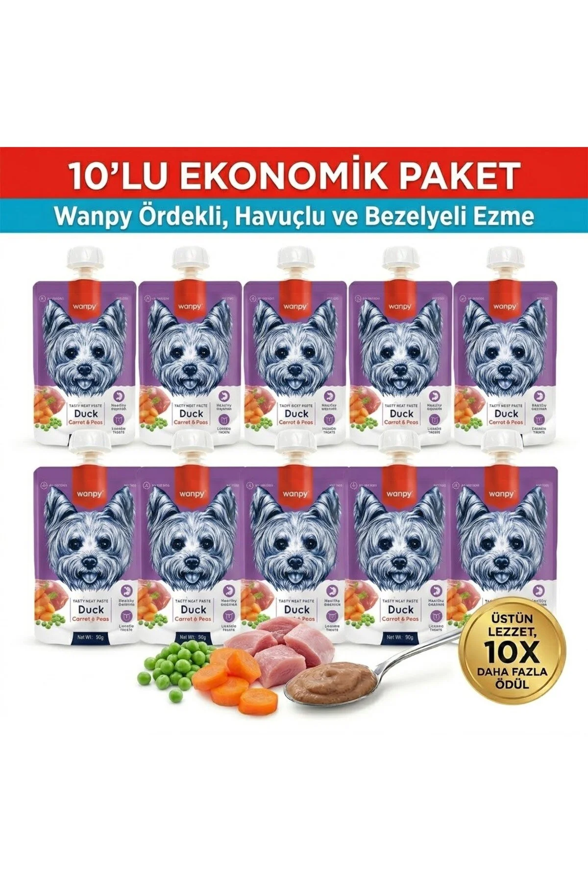 Wanpy Ördek Havuç Köpek Et Ezme X 10