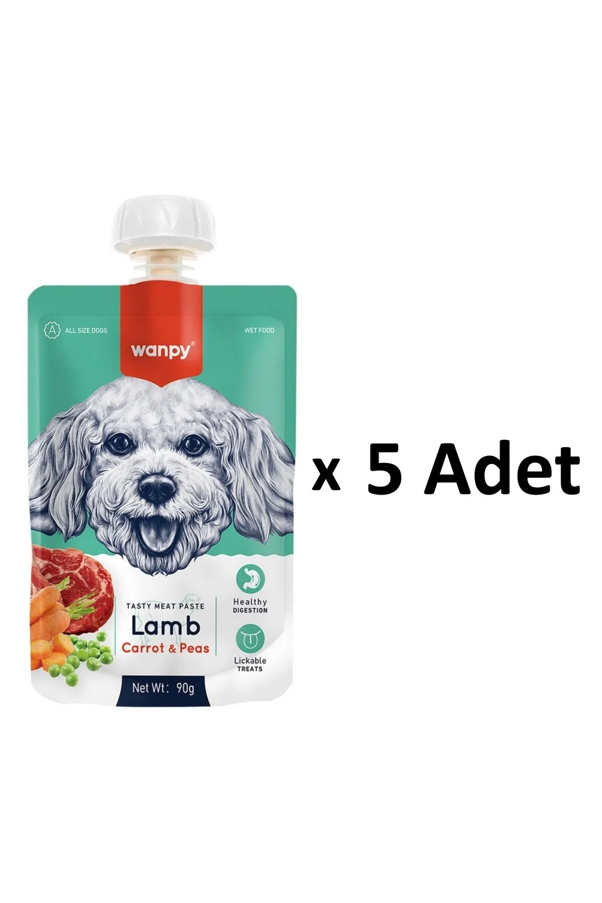 Wanpy Kuzu Havuç Köpek Et Ezmesi 90 Gr X 5