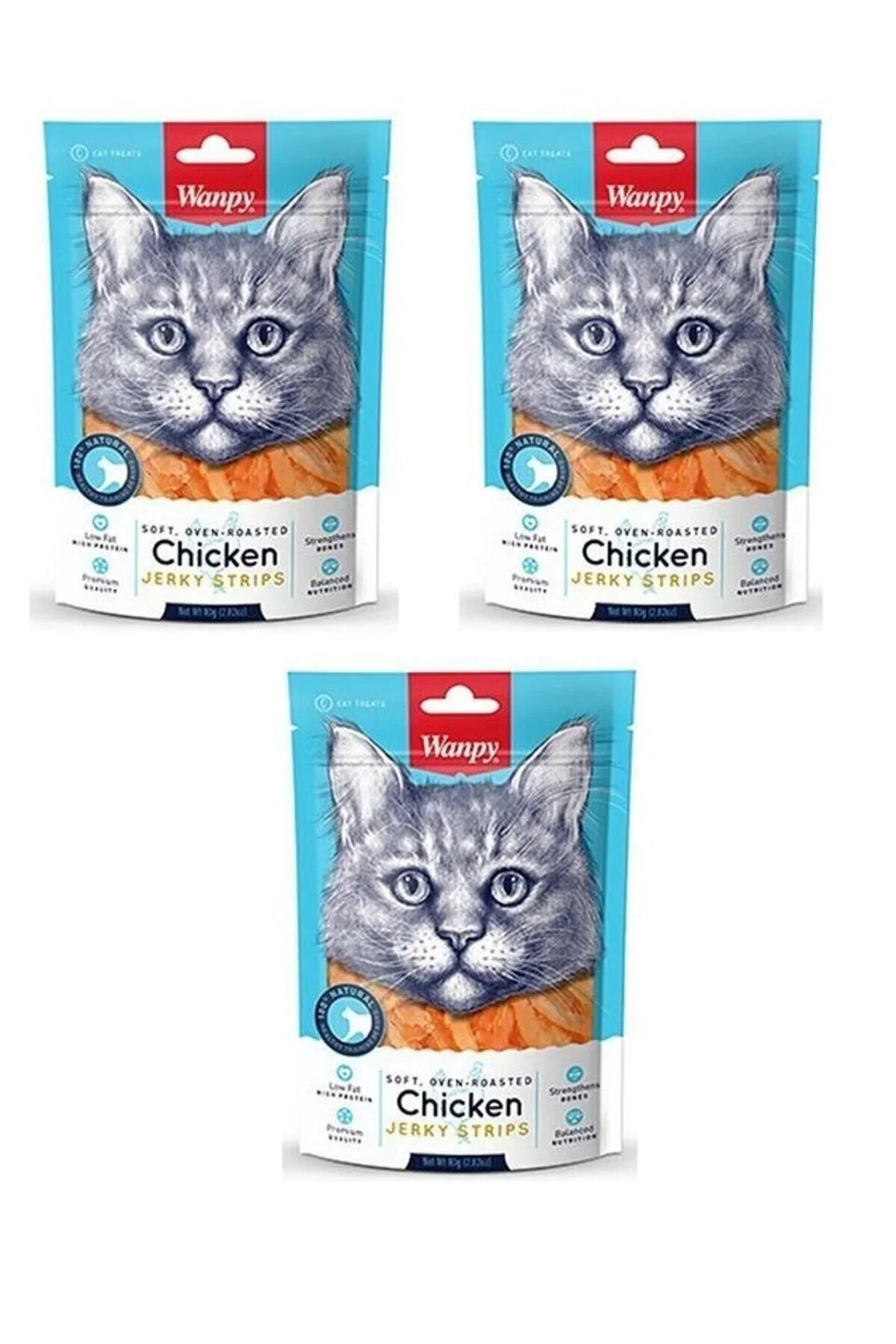 Wanpy Gerçek Tavuk Fileto 80 gr Yumuşak Kedi Ödülü X 3