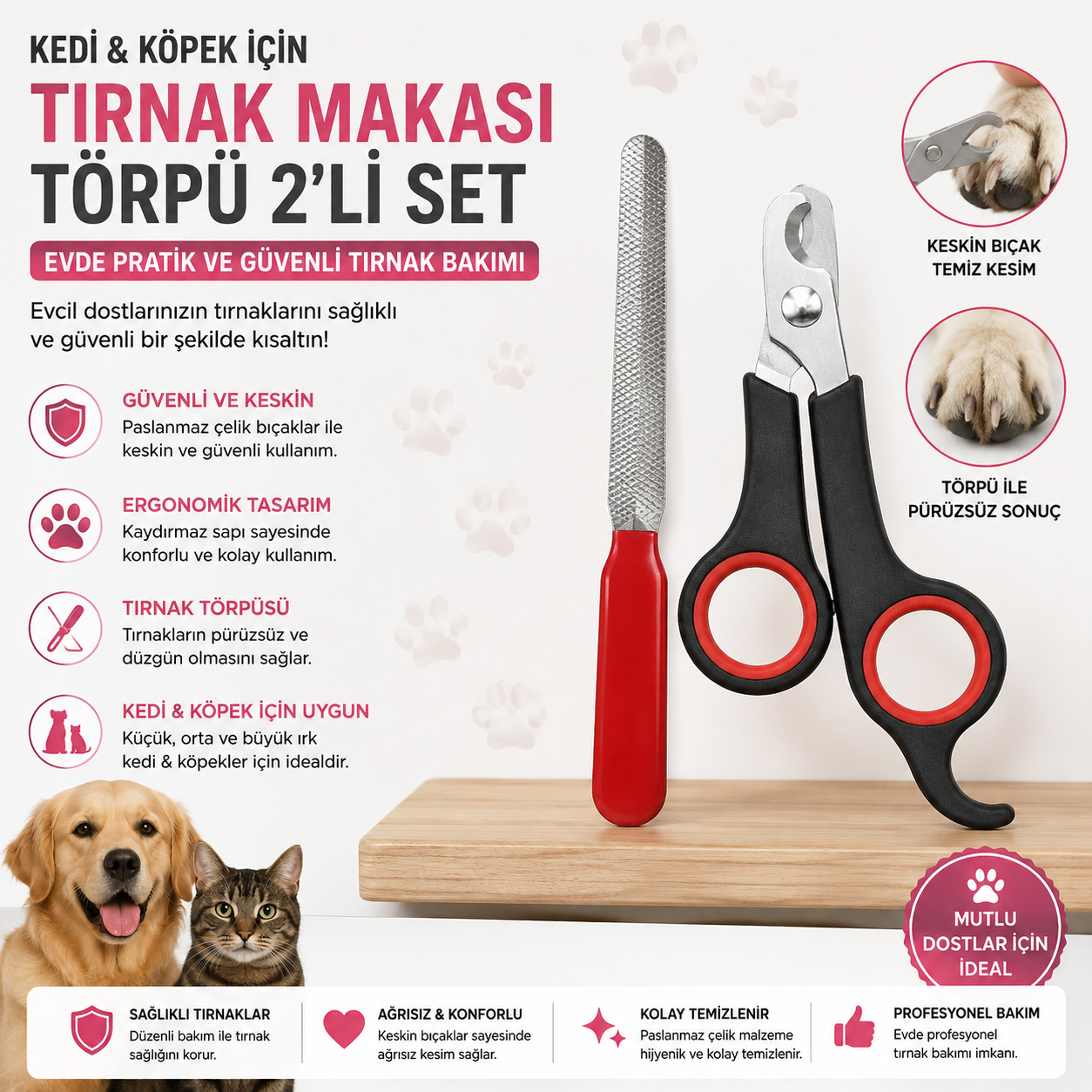 Kedi Köpek Tırnak Makası ve Törpü 2li Set