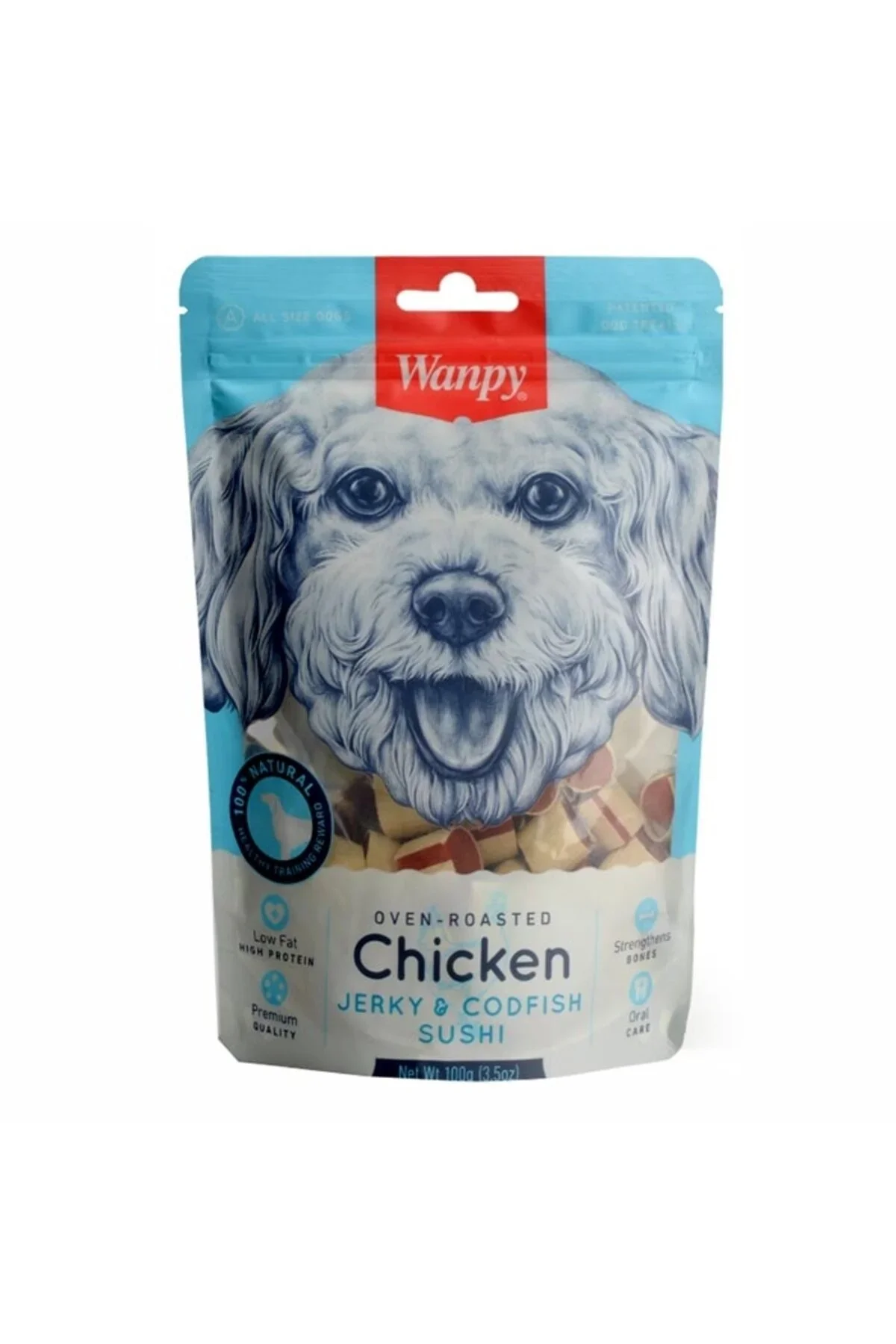 Wanpy Chicken Jerky Codfish Sushi Köpek Ödül 100 Gr