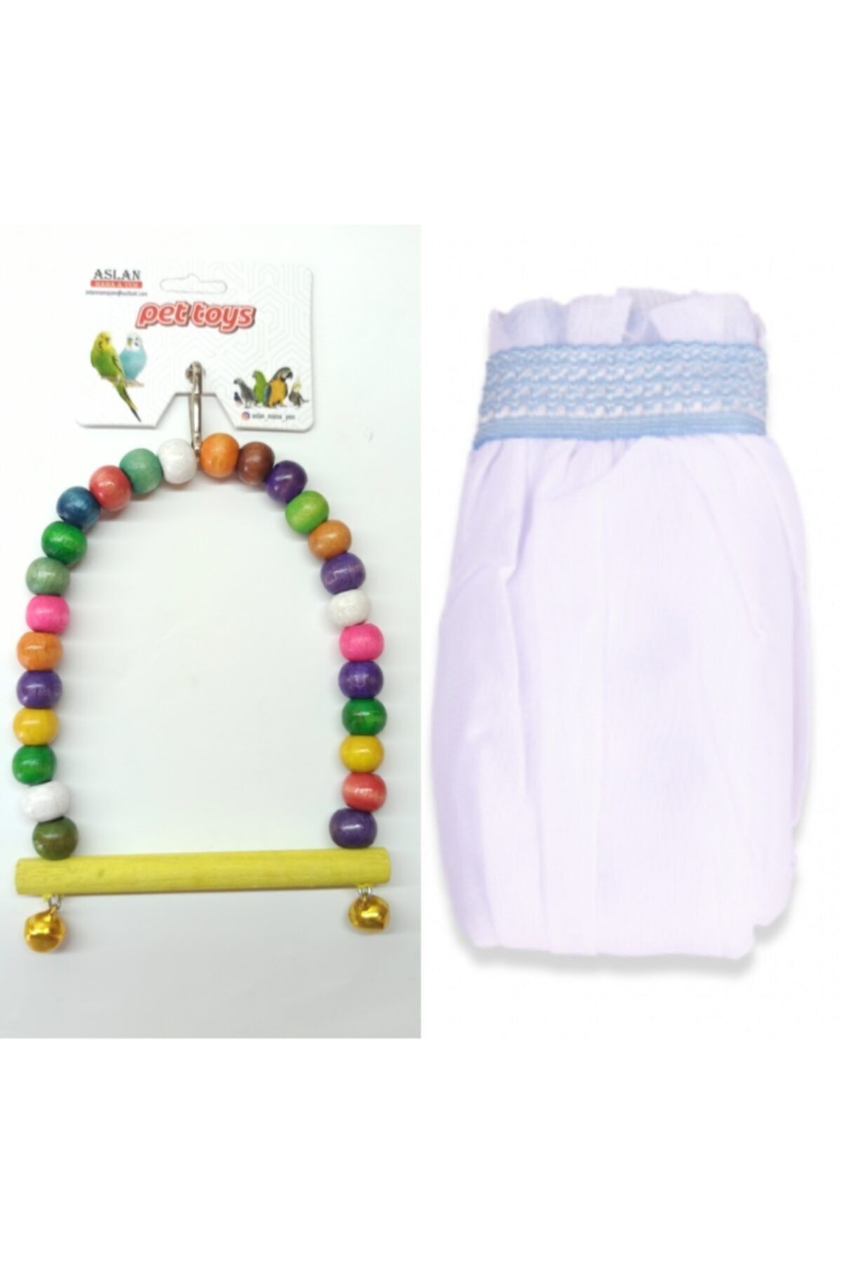 Kuş Salıncağı (Ahşap Boncuklu) + Kafes Tülü L