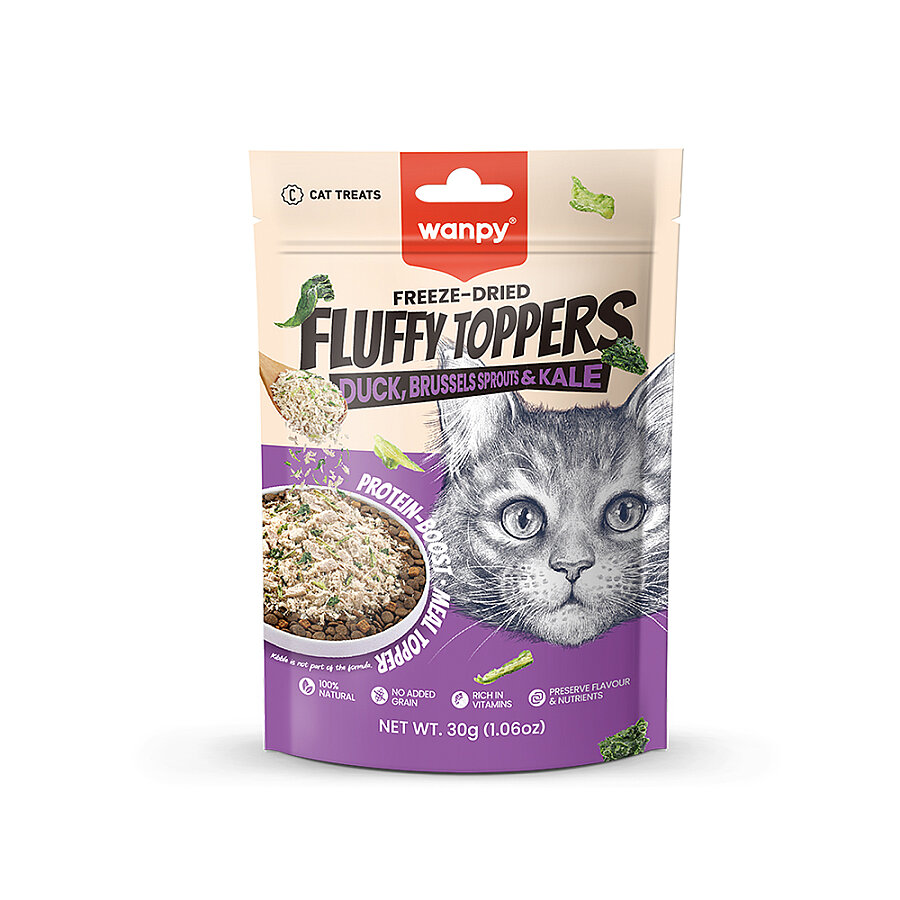 Wanpy Dondurularak Kurutulmuş Fluffy Toppers - Ördek, Brüksel ve Kara Lahana - 30g