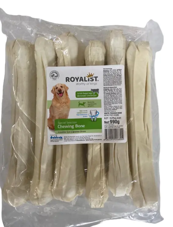 Royalist Beyaz Pres Kemik Köpek Ödüş 8,5" 22 Cm 1 Adet