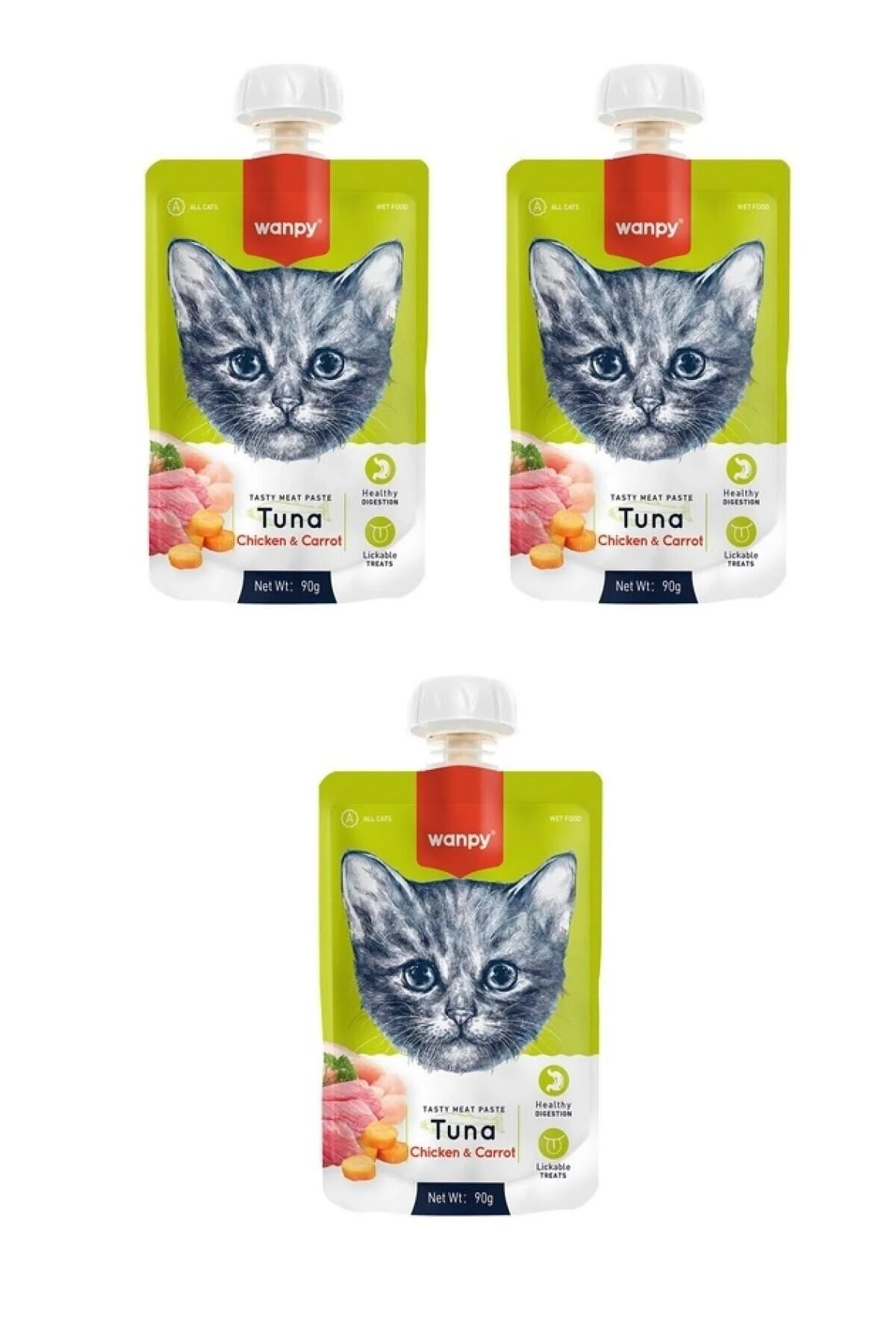 Wanpy Ton Havuç Kedi Et Ezmesi 90 Gr X 3