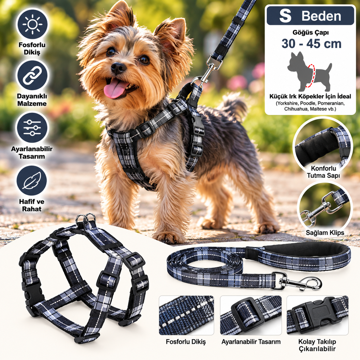 Doglife Köpekler İçin Göğüs Tasması ve Gezdirme Kayışı Seti 2,5cm