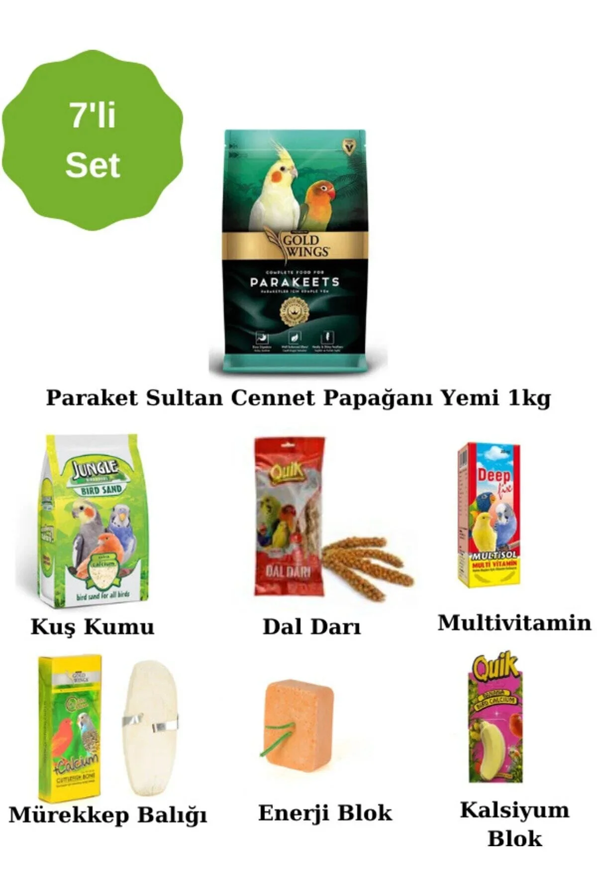 Premium Paraket Sultan Cennet Papağanı Yem Set 7 li