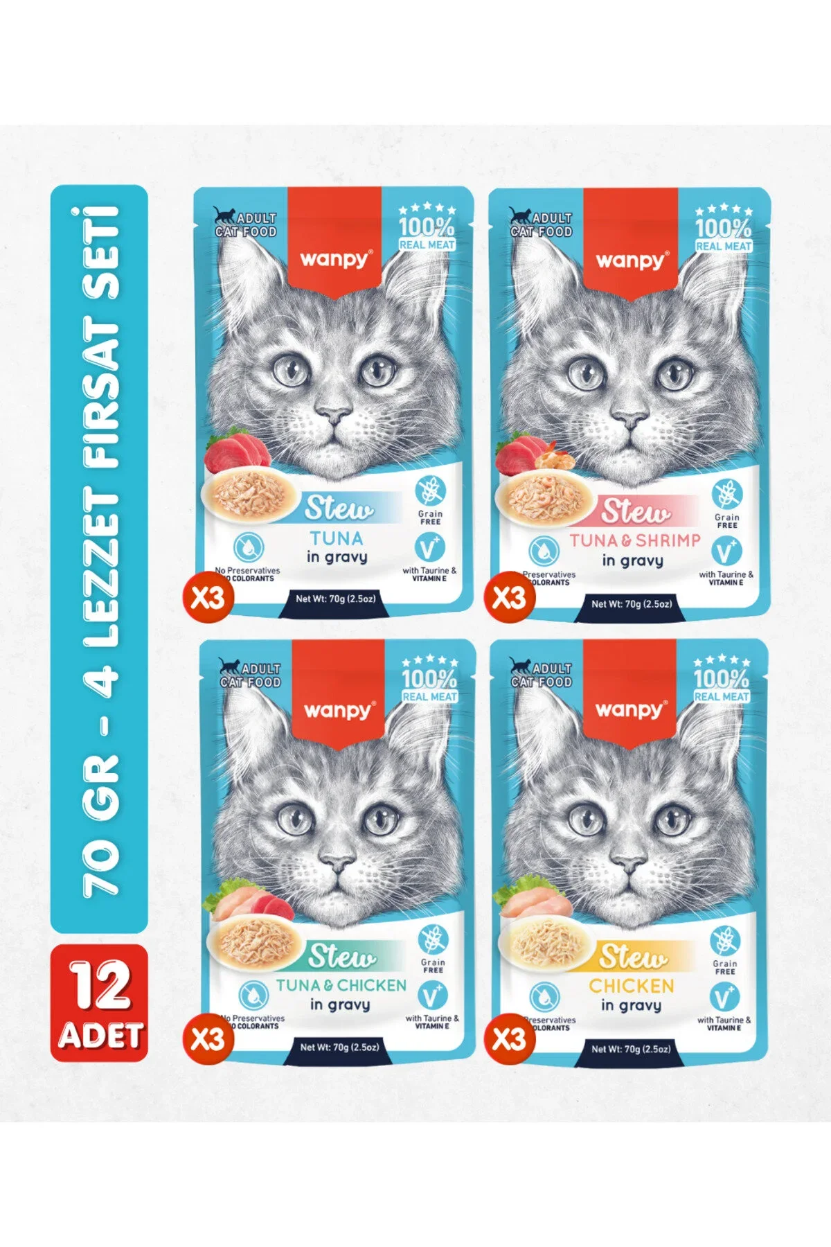 Wanpy Kedi Pouch Set 12 lı