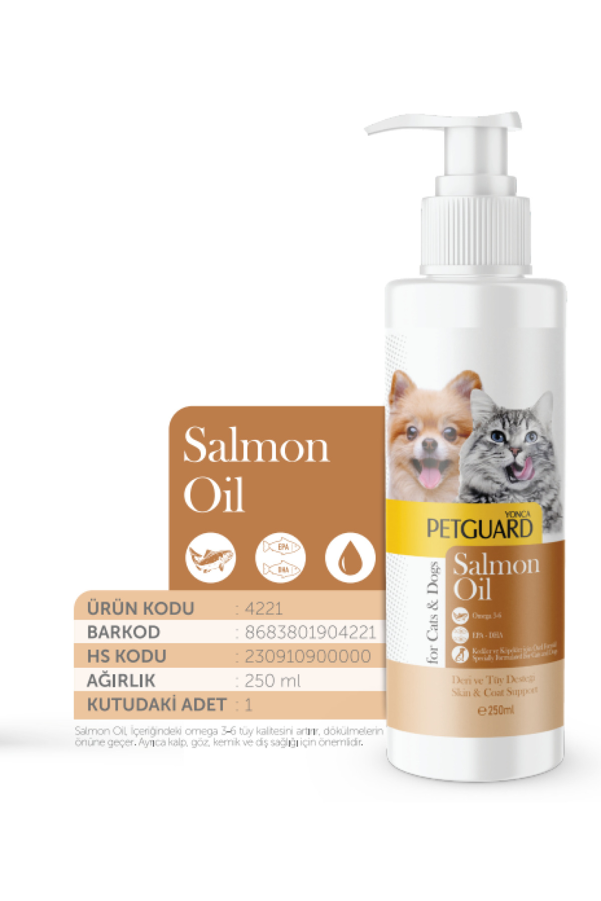 PetGuard Salmon Oil (Somon Yağı) Kedi Köpek 250 ml