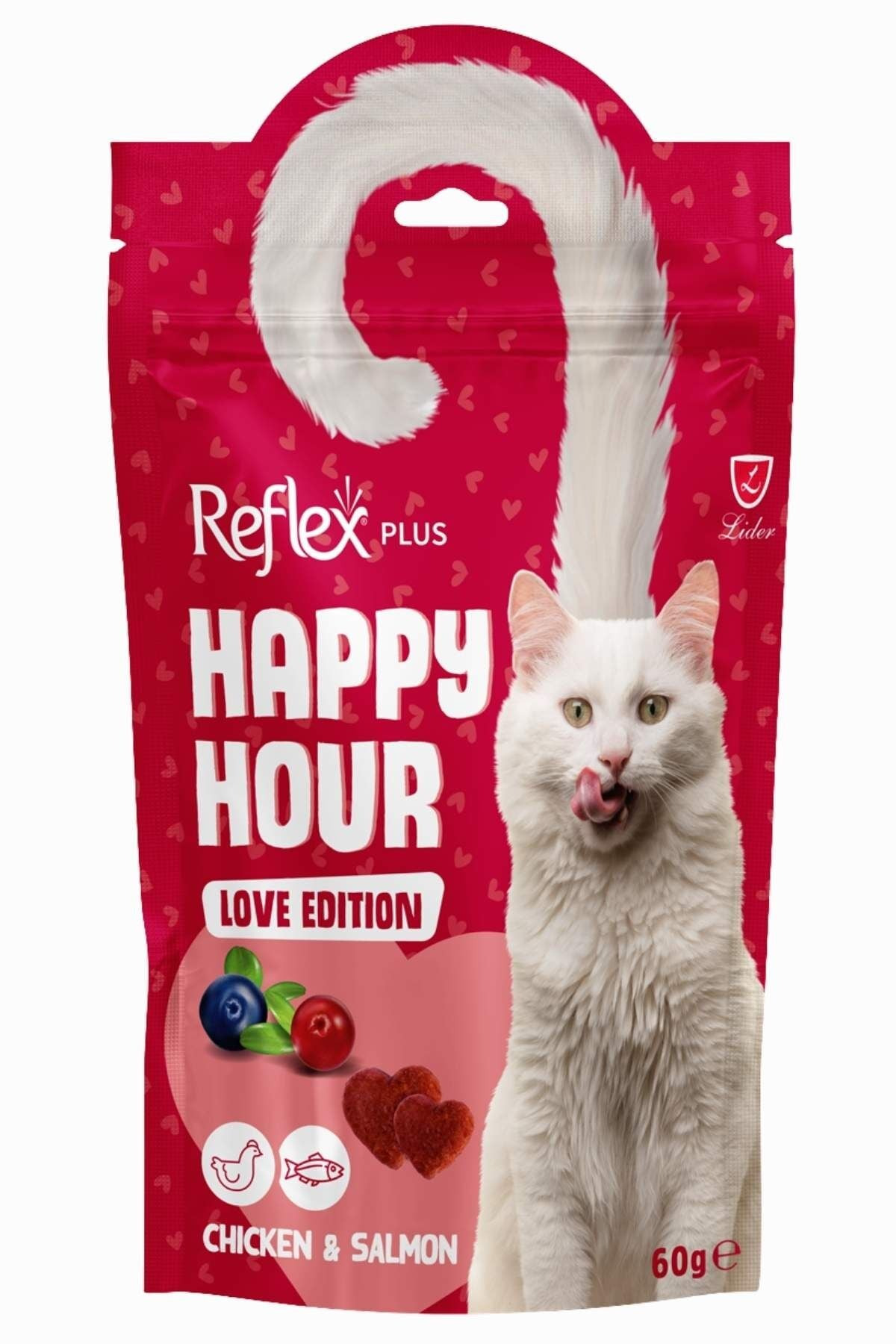 Reflex Plus Happy Hour Love Edition Tavuk ve Somonlu Kedi Ödül Maması 60 gr