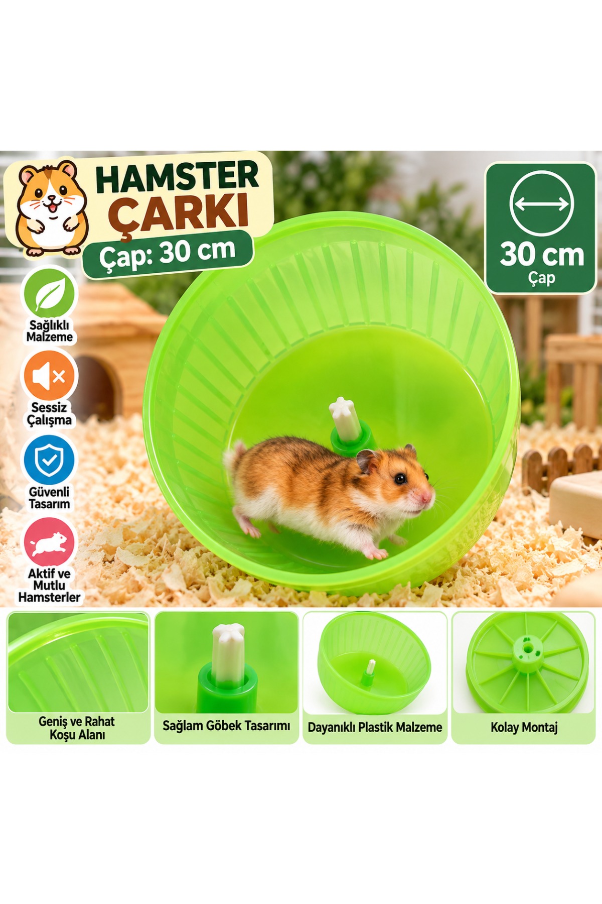 Hamster Çarkı Sessiz Koşu Çarkı Çap 30 cm