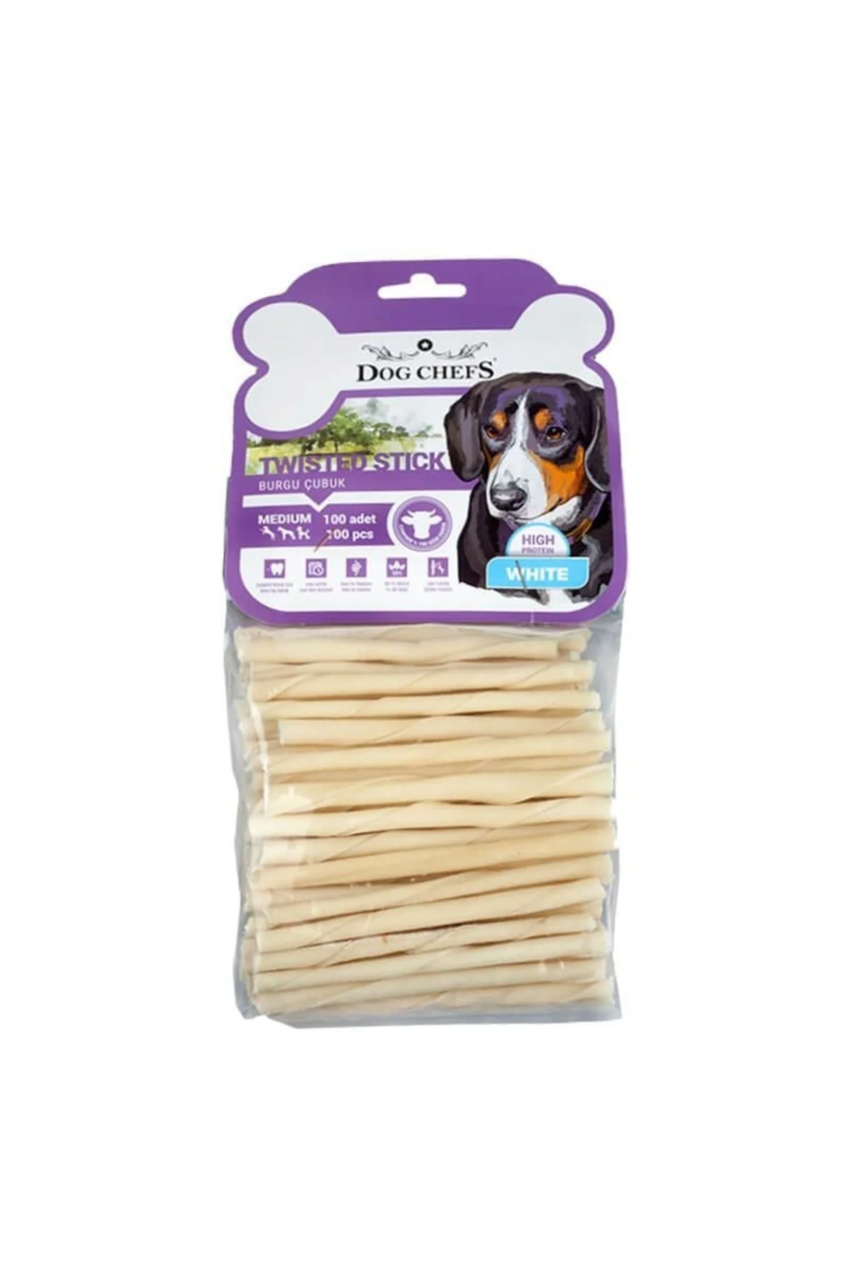 Dog Chiefs Burgu Köpek Çiğneme Sütlü Kemir 100 lü