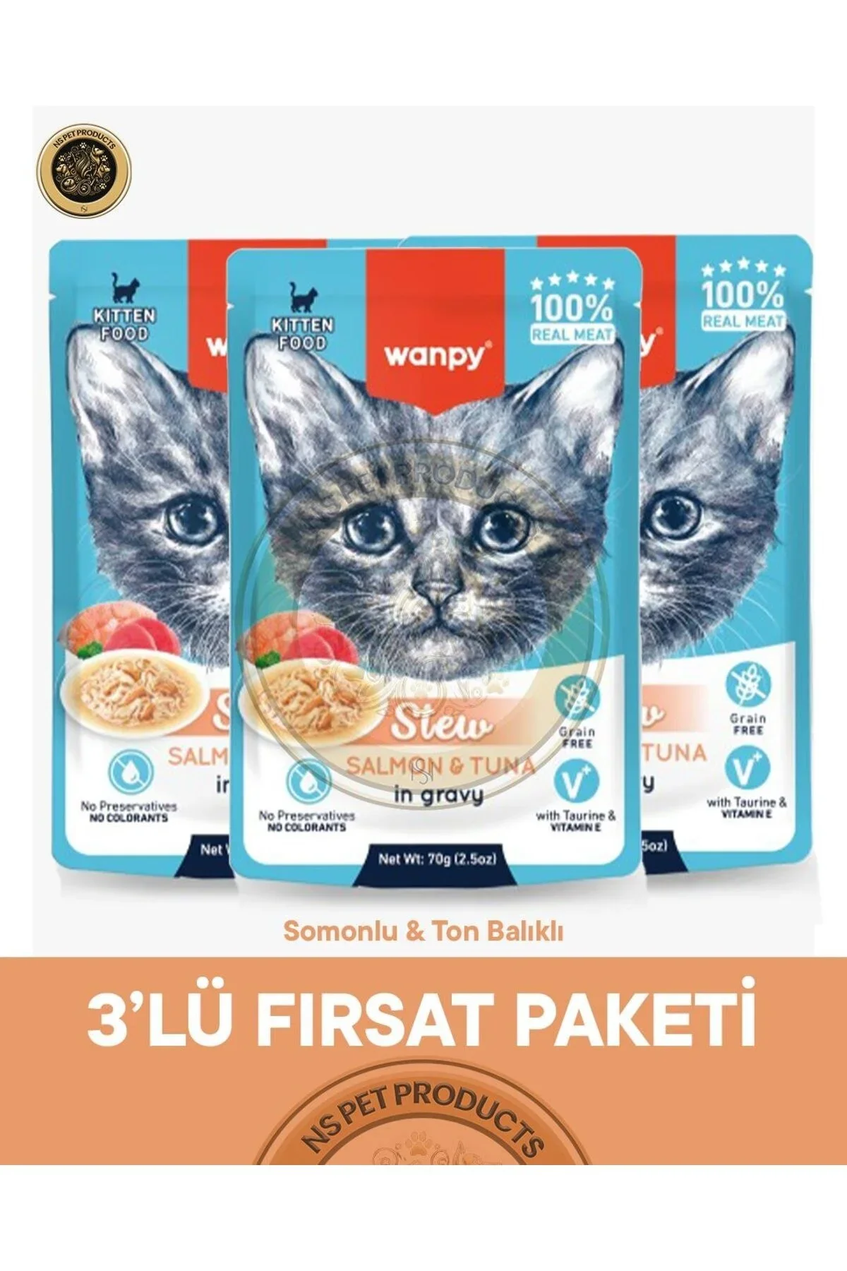 Wanpy Somon Ton Kedi Pouch 85 Gr X 3