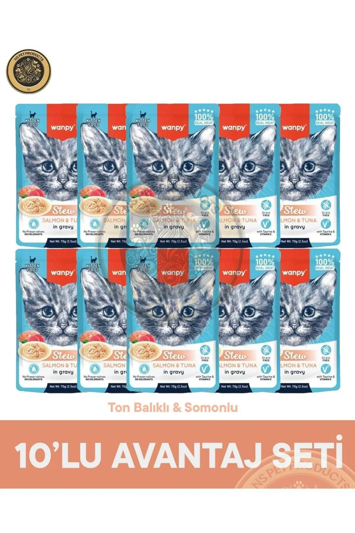 Wanpy Ton Somon Kedi Pouch 85 Gr X 10