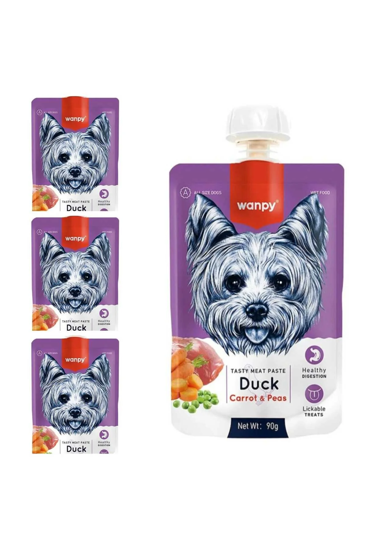 Wanpy Ördek Havuç Köpek Et Ezmesi 90 Gr X 4
