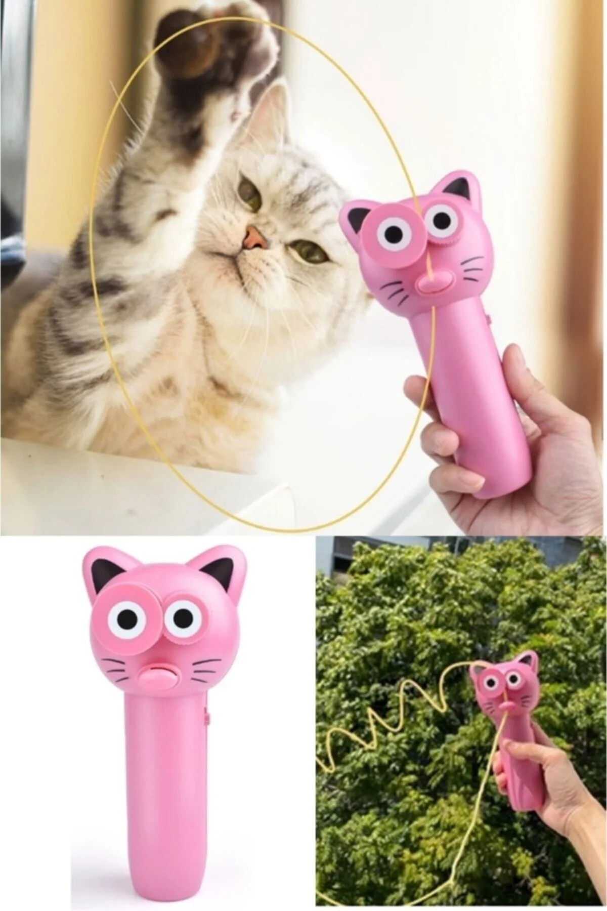 Kedi Oyuncağı Uçan Ip Pilli Hareketli Ip Dağıtıcı Kedi
