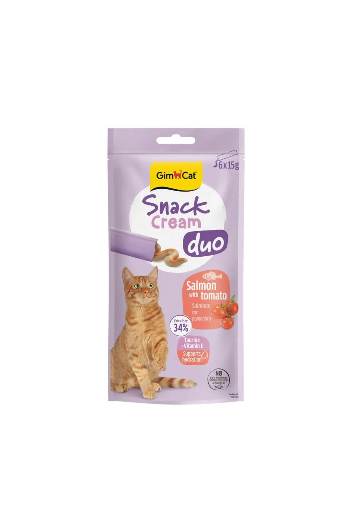 GimCat Snack Cream Duo Somonlu Domatesli Kedi Ödülü 6x15 gr