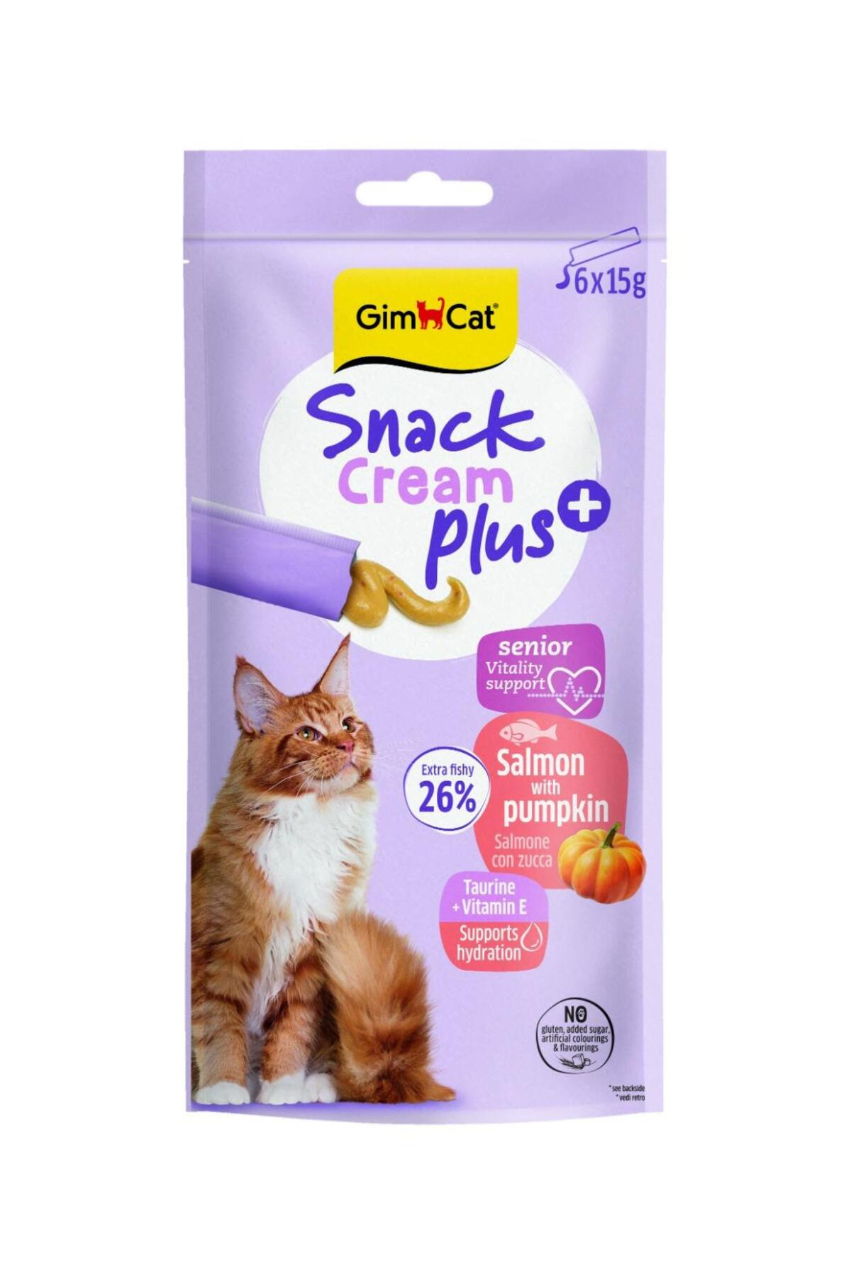 GimCat Snack Cream Senior Somonlu Balkabaklı Kedi Ödülü 6x15 gr