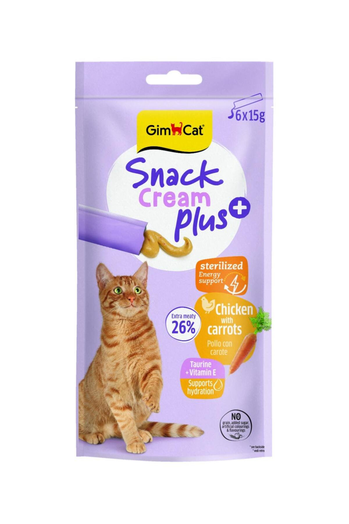 GimCat Snack Cream Sterilised Tavuklu Havuçlu Kedi Ödülü 6x15 gr