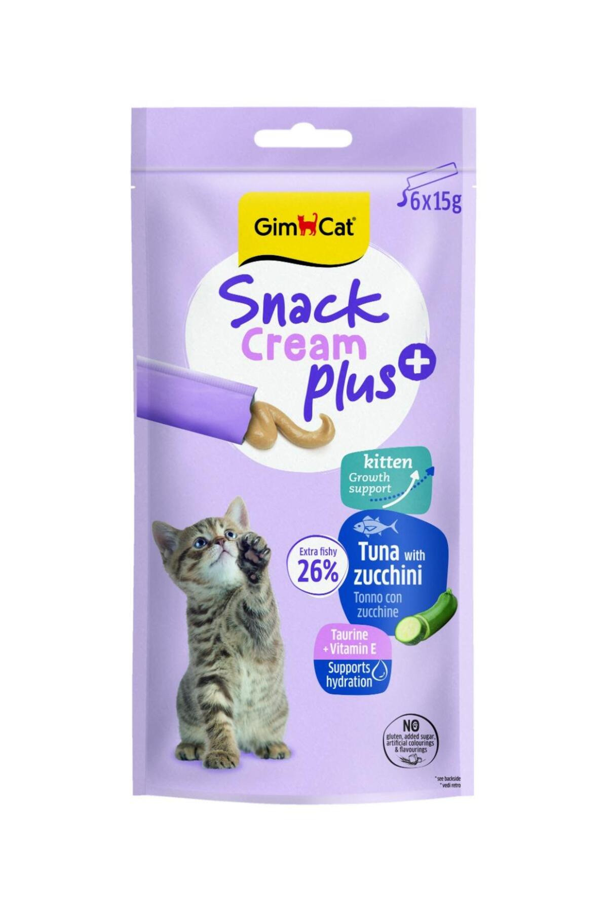 GimCat Snack Cream Kitten Ton Balıklı Kabaklı Kedi Ödülü 6x15 gr