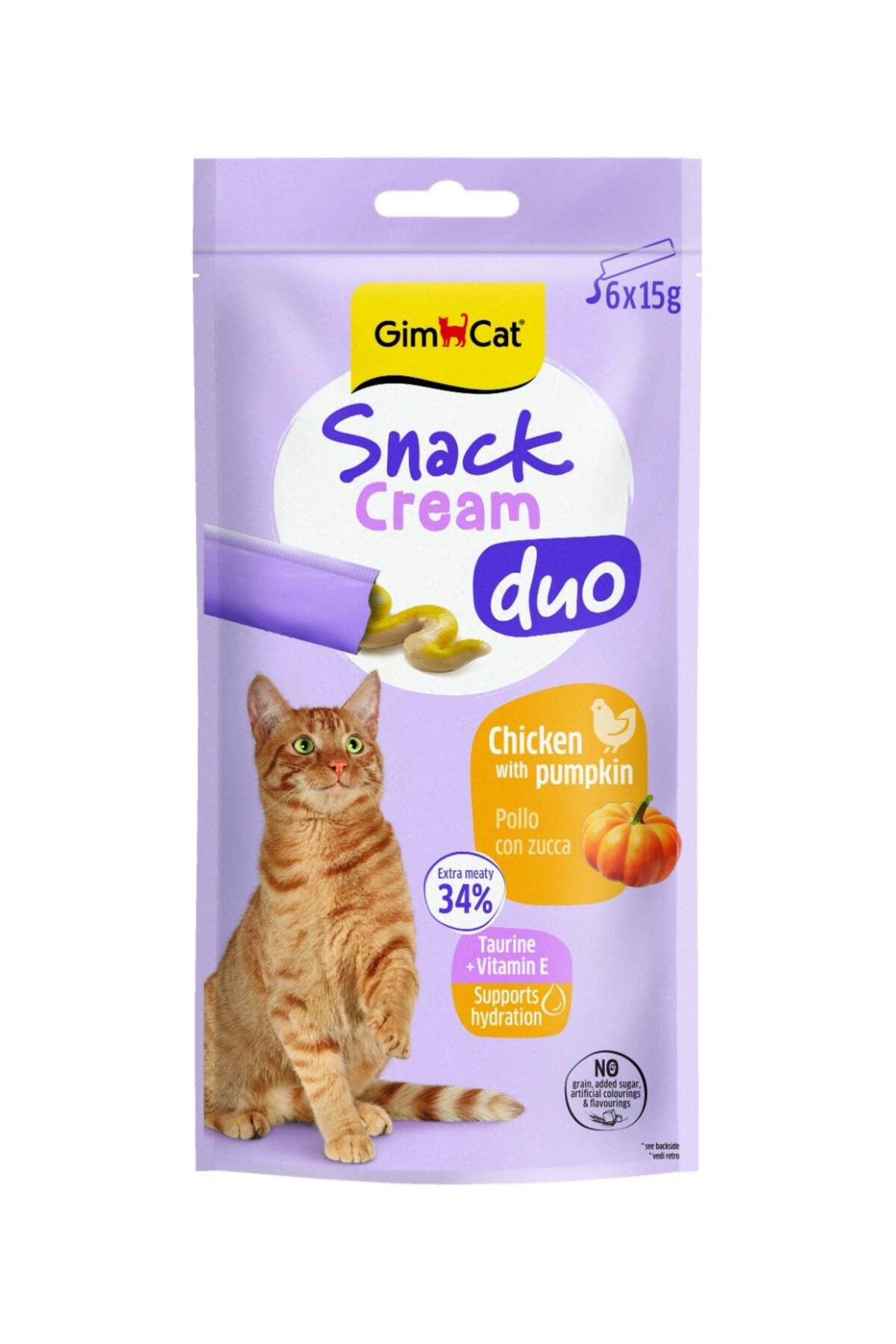GimCat Snack Cream Duo Tavuklu Balkabaklı Kedi Ödülü 6x15 gr